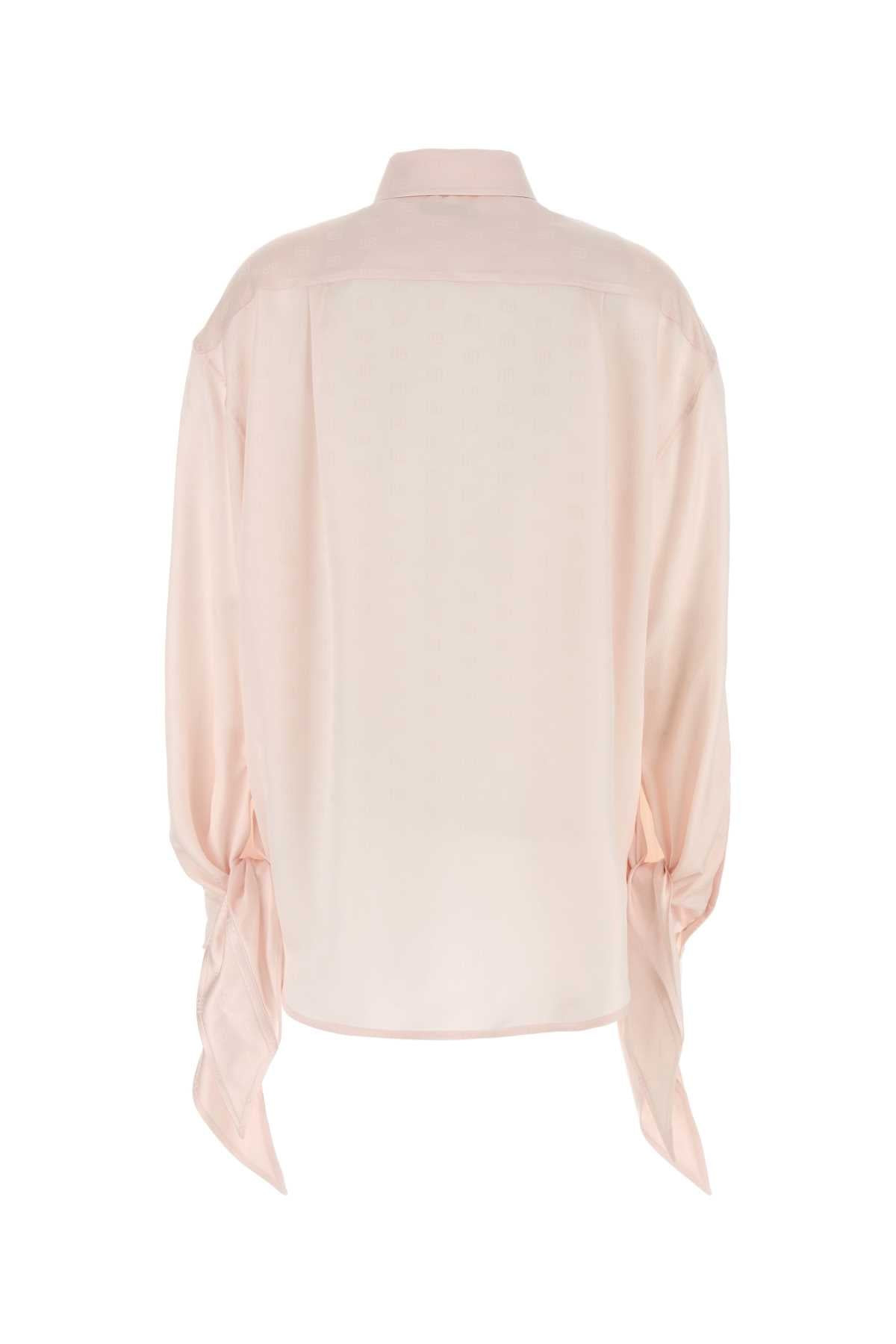 Balenciaga Women Pastel Pink Satin Shirt - 2
