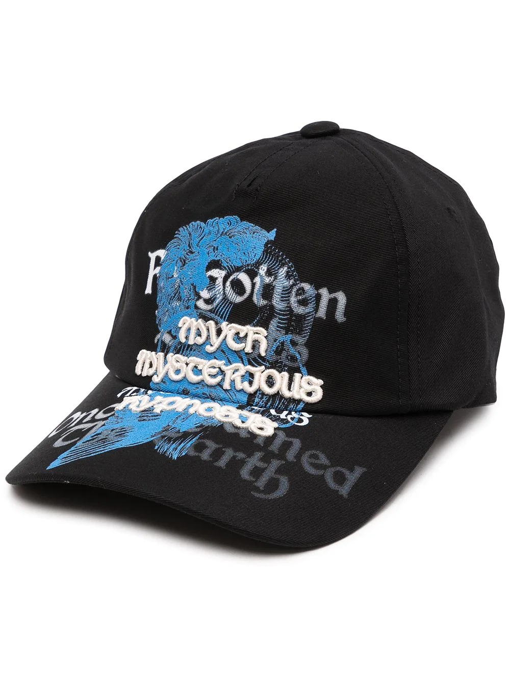 slogan-embroidered cotton cap - 1