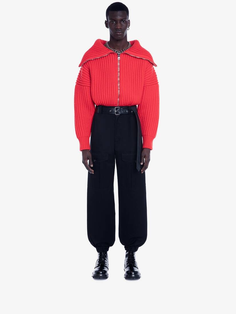 Funnel Neck Zip Through Cardigan in Orange - 2