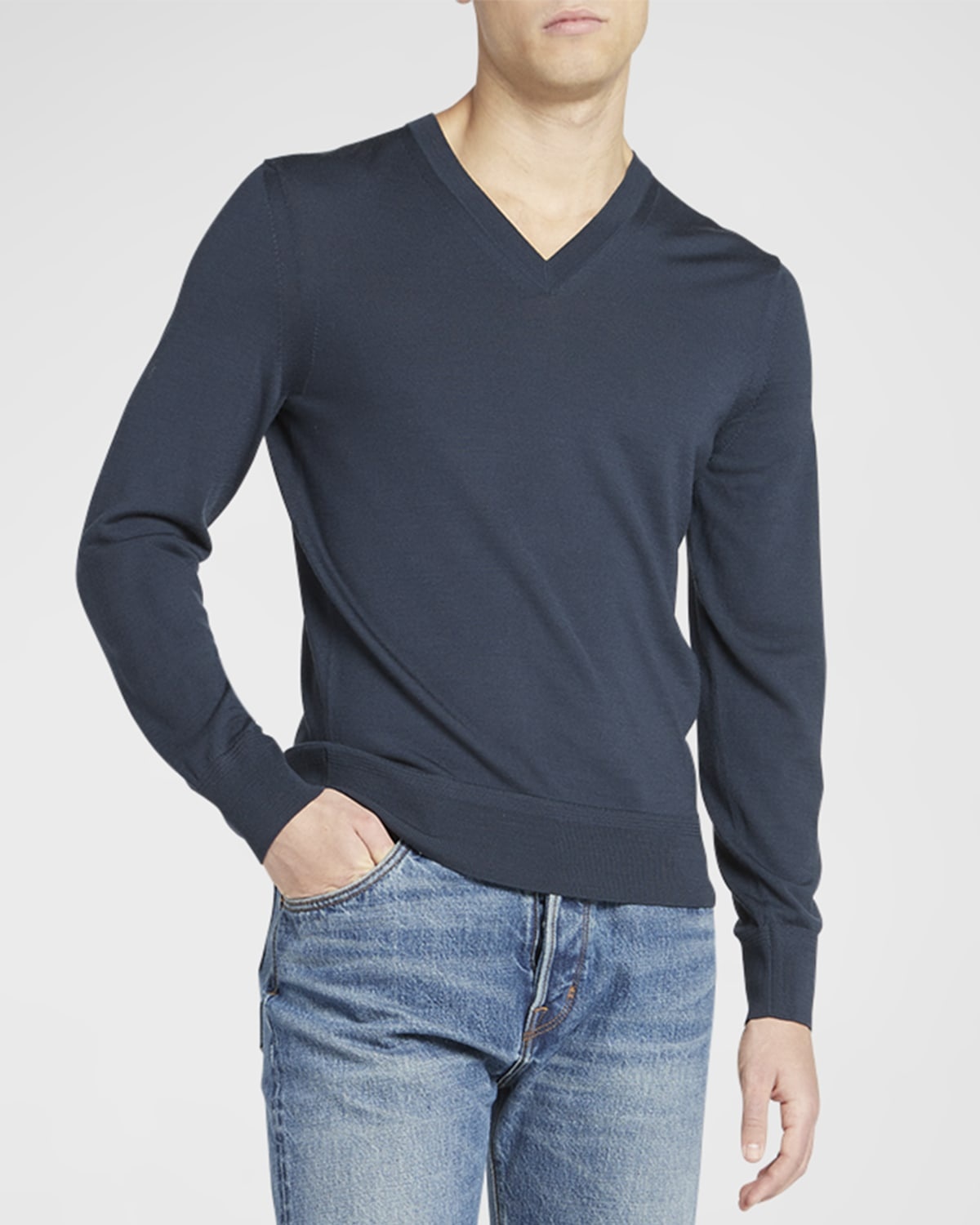 Men's Merino Wool V-Neck Sweater - 2