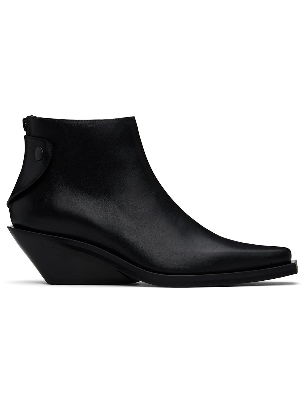 Black Kay Pointy Medium Heel Ankle Boots - 1