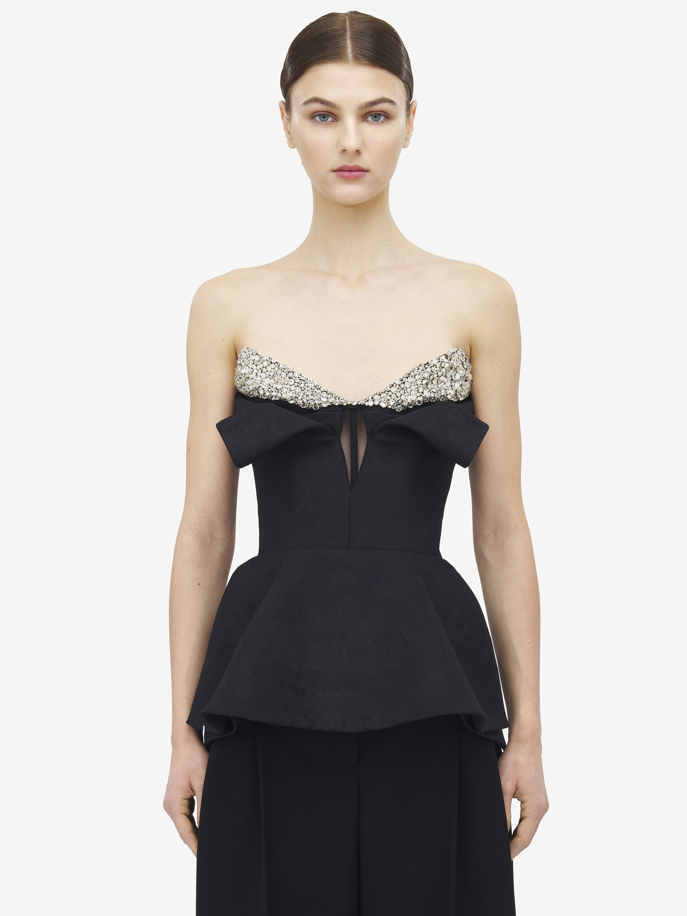 Crystal Embroidery Strapless Corset Top - 2