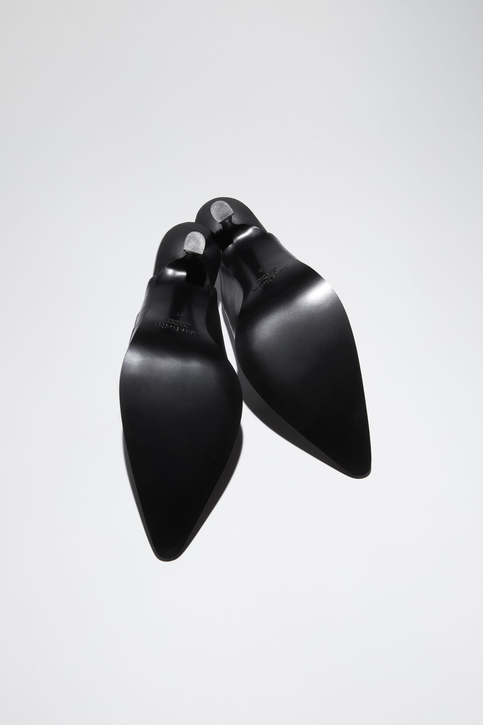 Leather heeled mules - Black - 4