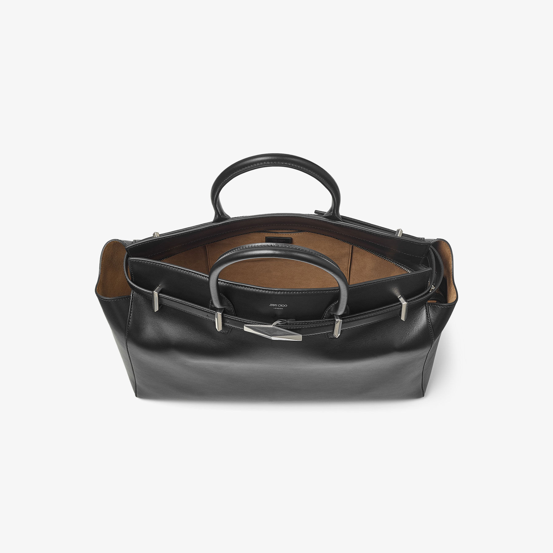Diamond Belted Top Handle M
Black Leather Top Handle Bag - 4