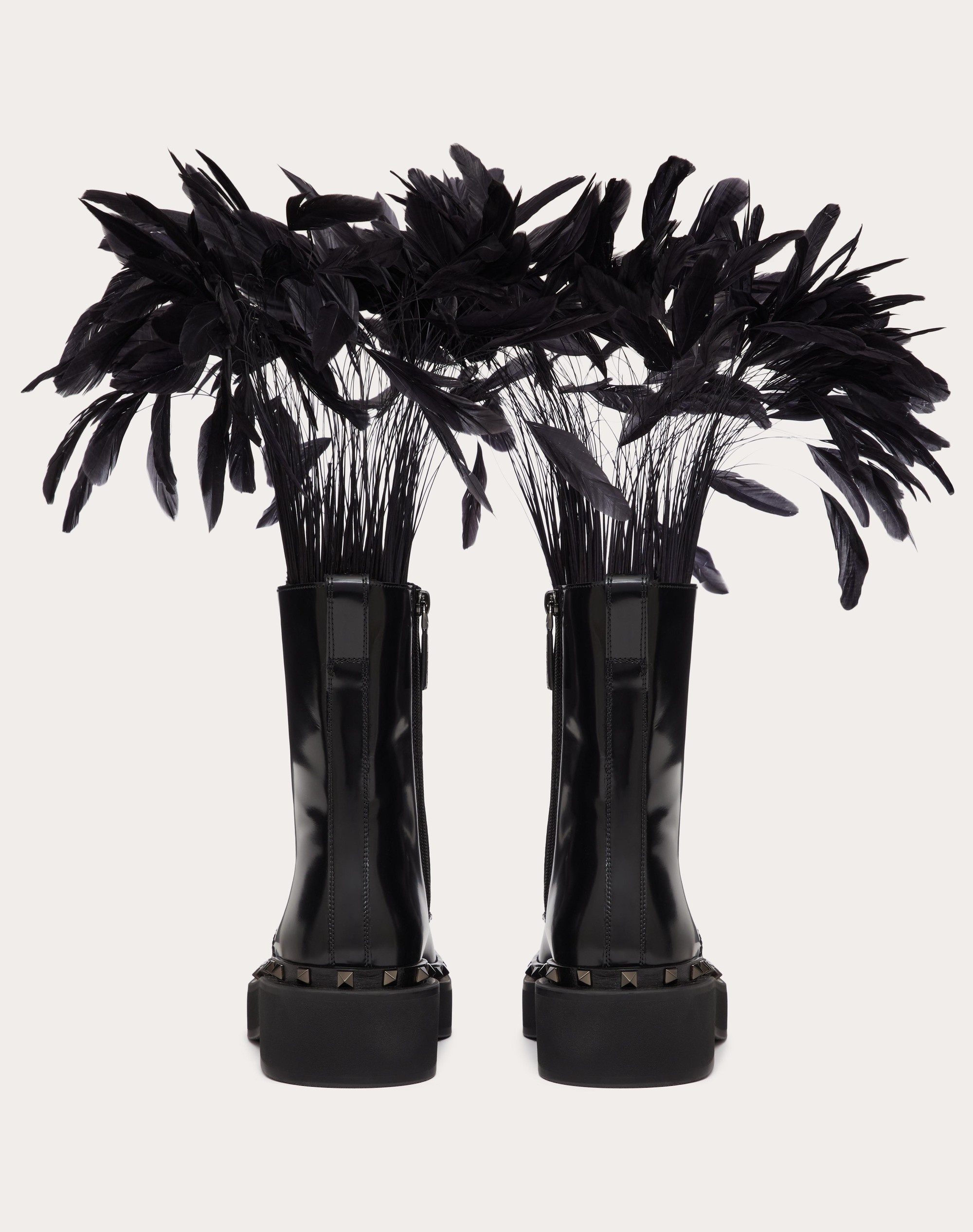 ROCKSTUD M-WAY COMBAT BOOT IN CALFSKIN WITH FEATHERS 50MM - 3