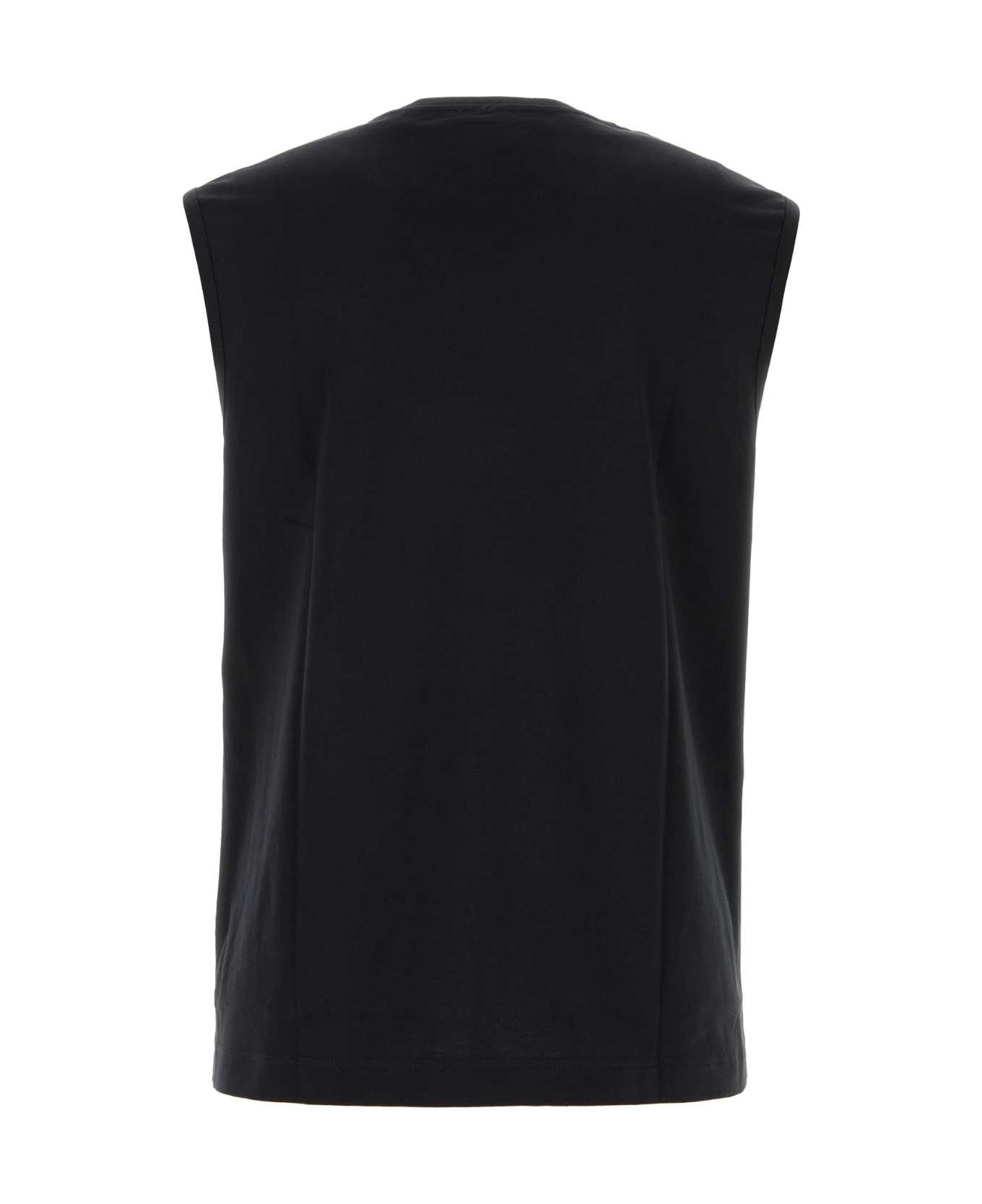 Black Stretch Cotton Tank Top - 2