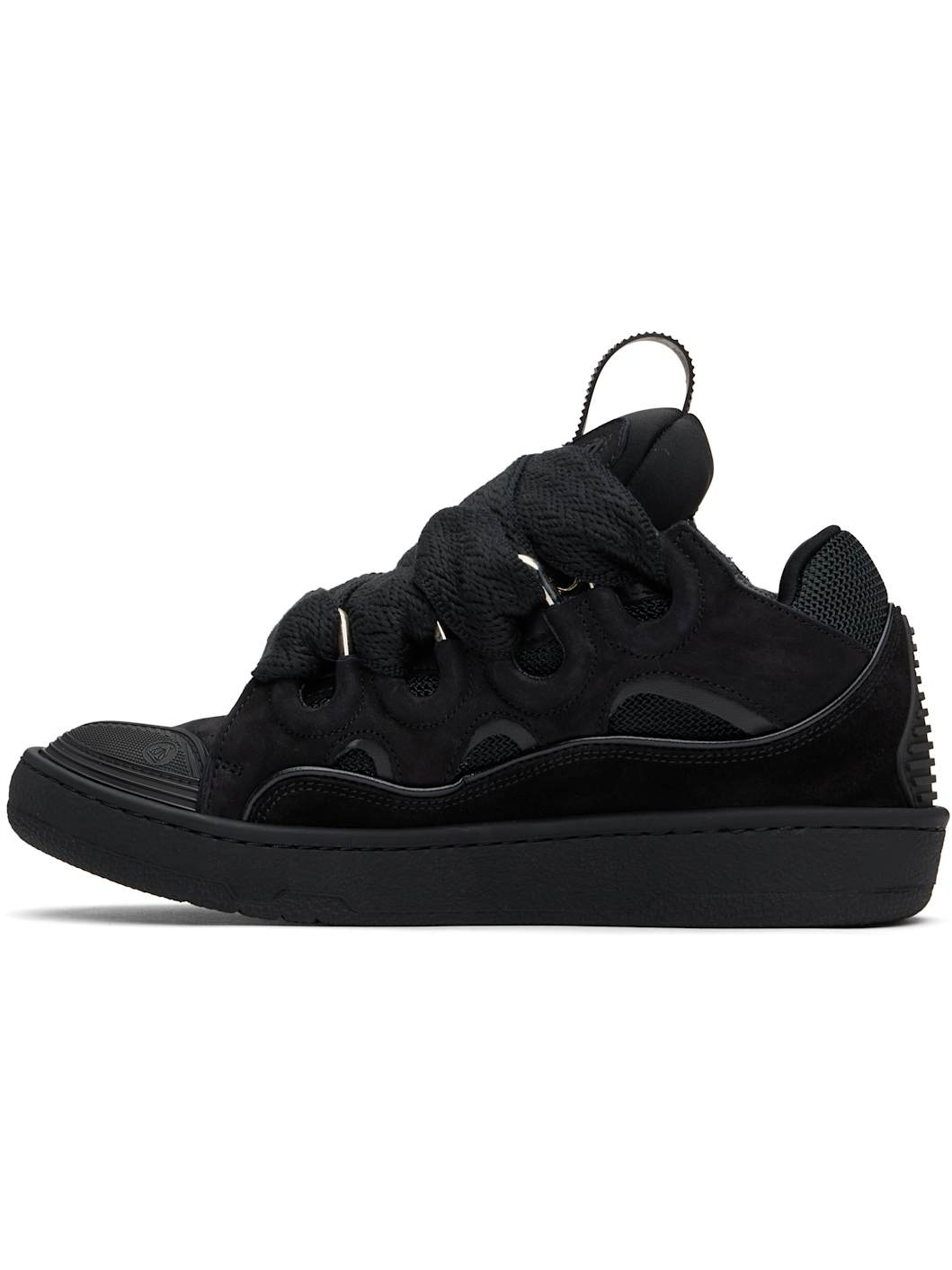 Black Curb Leather Sneakers - 3