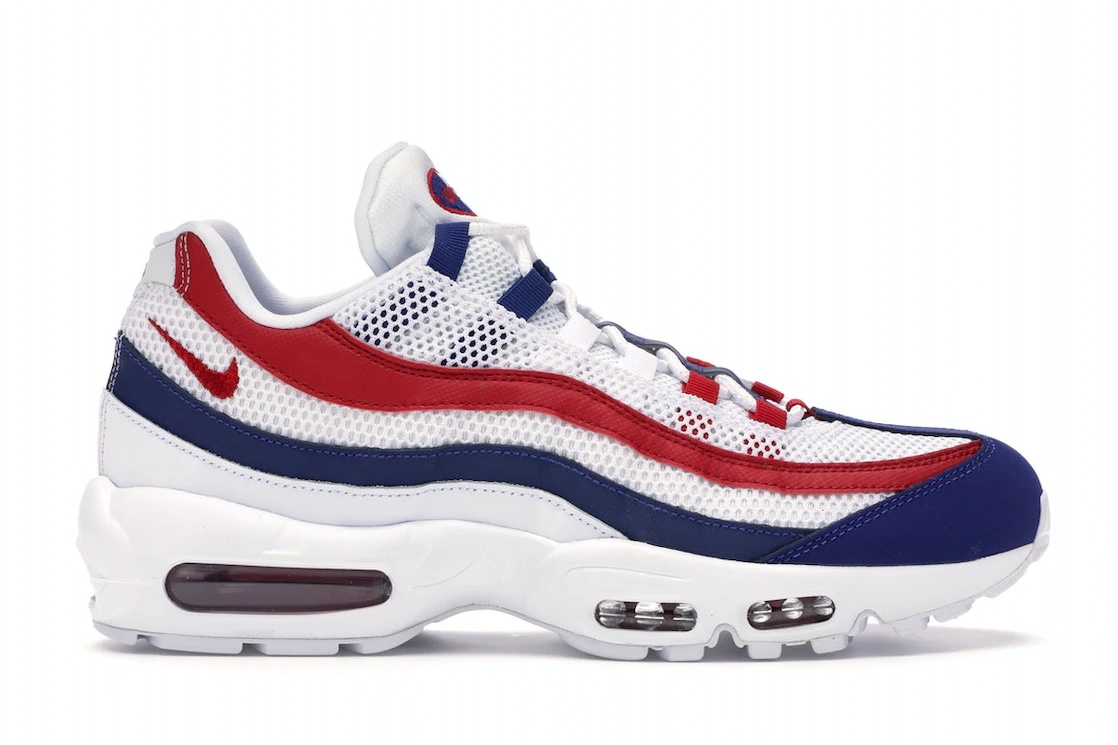 Nike Air Max 95 White Deep Royal Blue Gym Red - 1