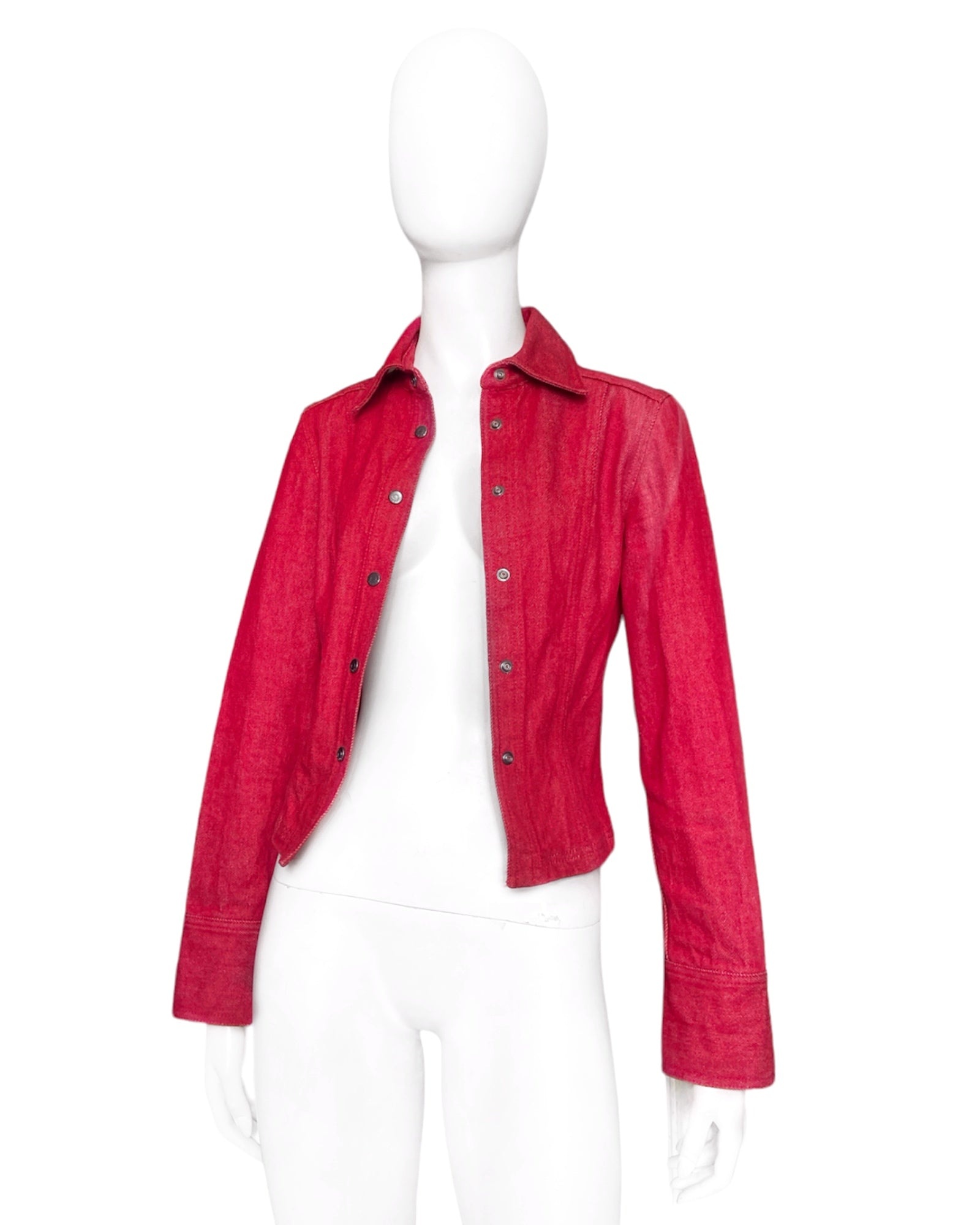 Gucci Fall 1999 Tom Ford Red Denim Jacket - 5