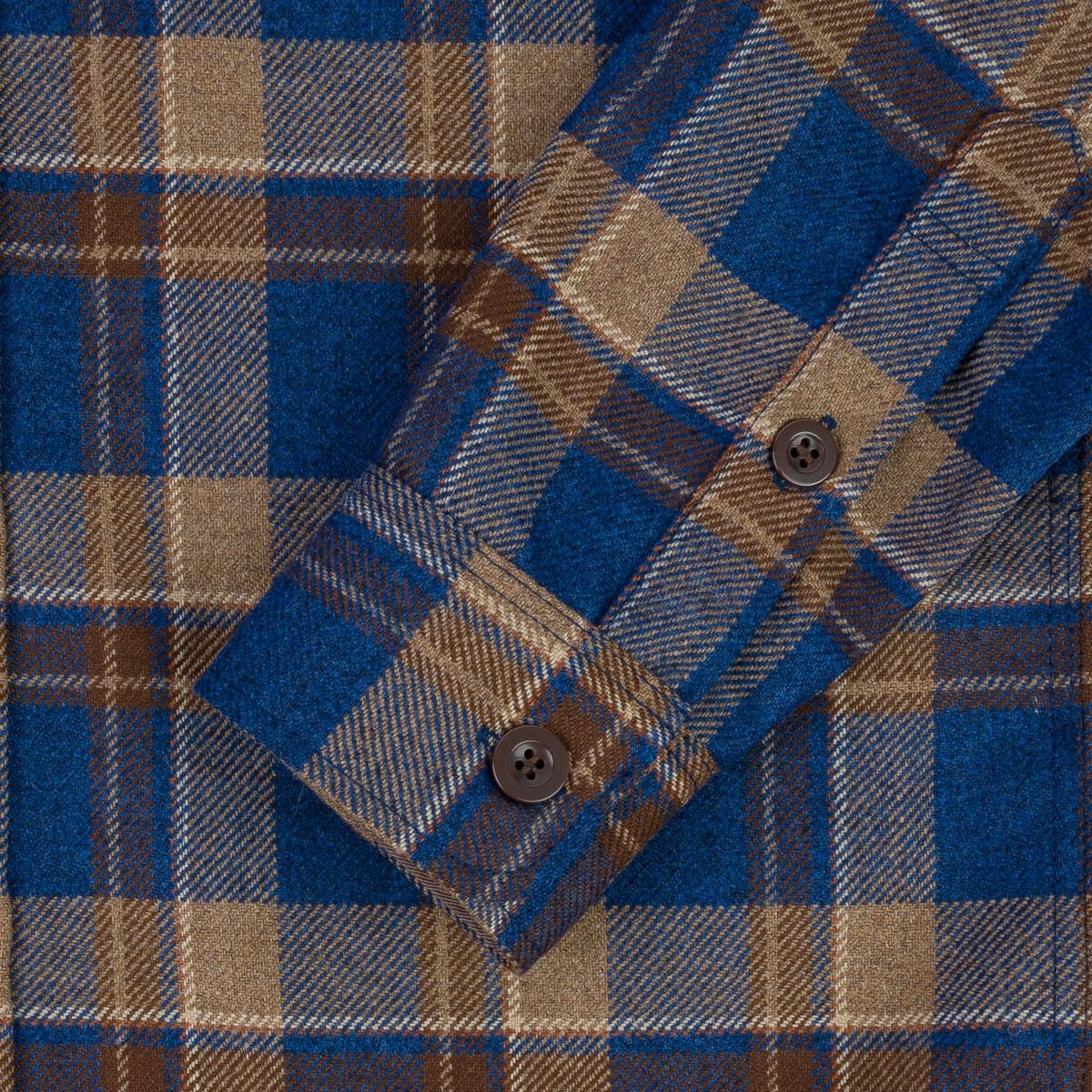 IHDR-434-DTC 14oz Fox Brothers® West Of England Devon Twill Check Flannel CPO Shirt - Blue - 10
