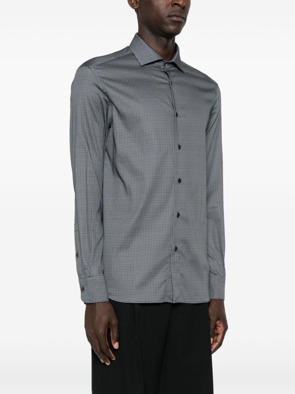 geometric-print poplin shirt - 3