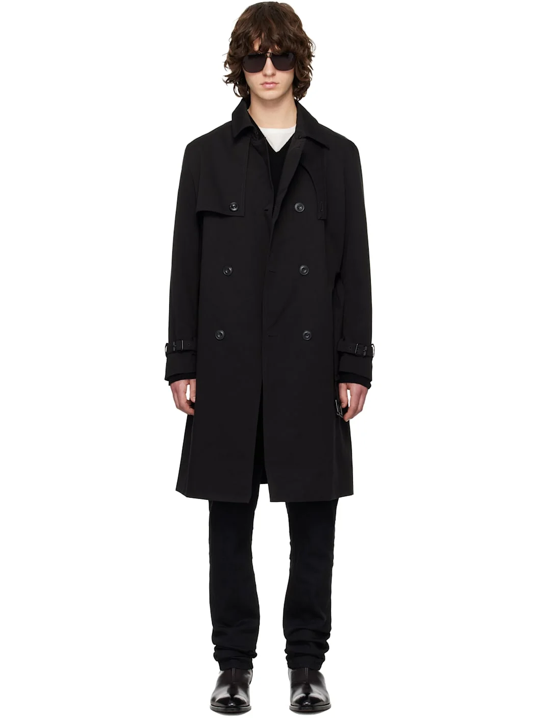Black Water-Repellent Trench Coat - 1