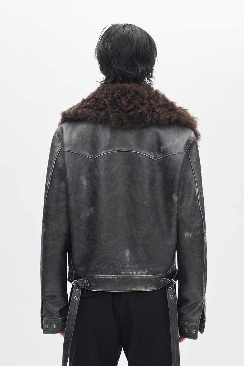 Binus Distressed Shearling Leather Jacket 3