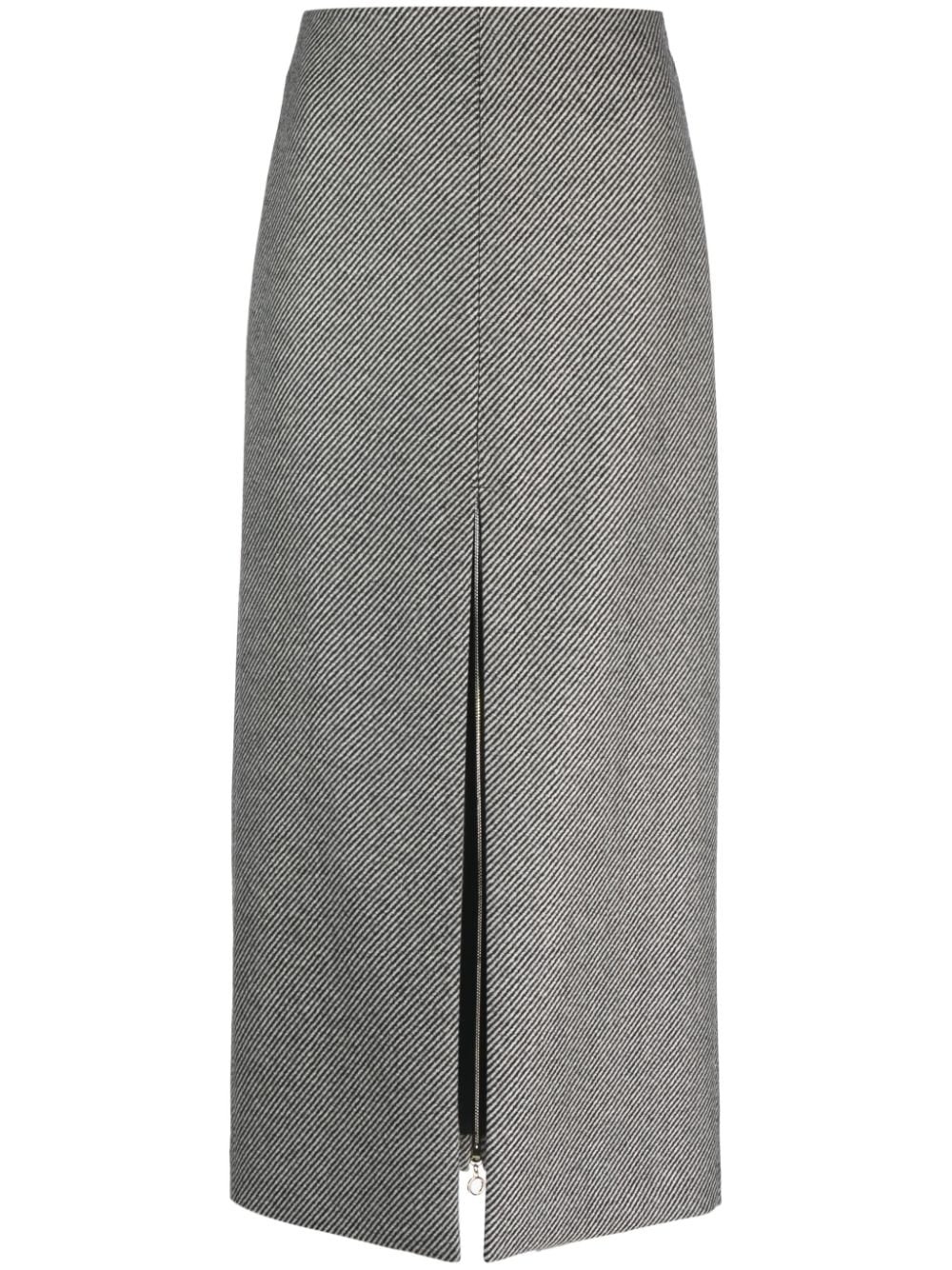 stripe-pattern virgin wool midi skirt - 1