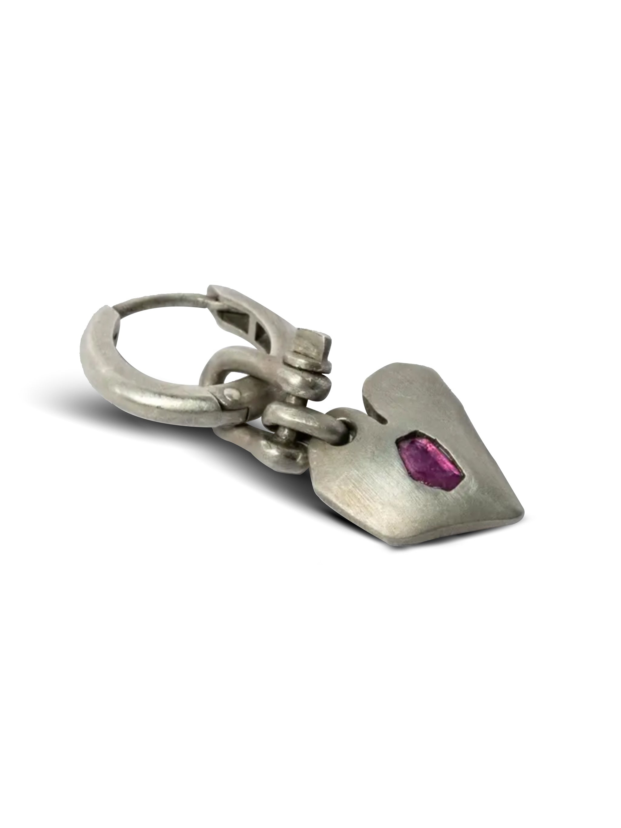 PARTS OF FOUR Jazz's Solid Heart Earring (Extra Small, 0.2 CT, Ruby Slice, DA+RUB) - 2