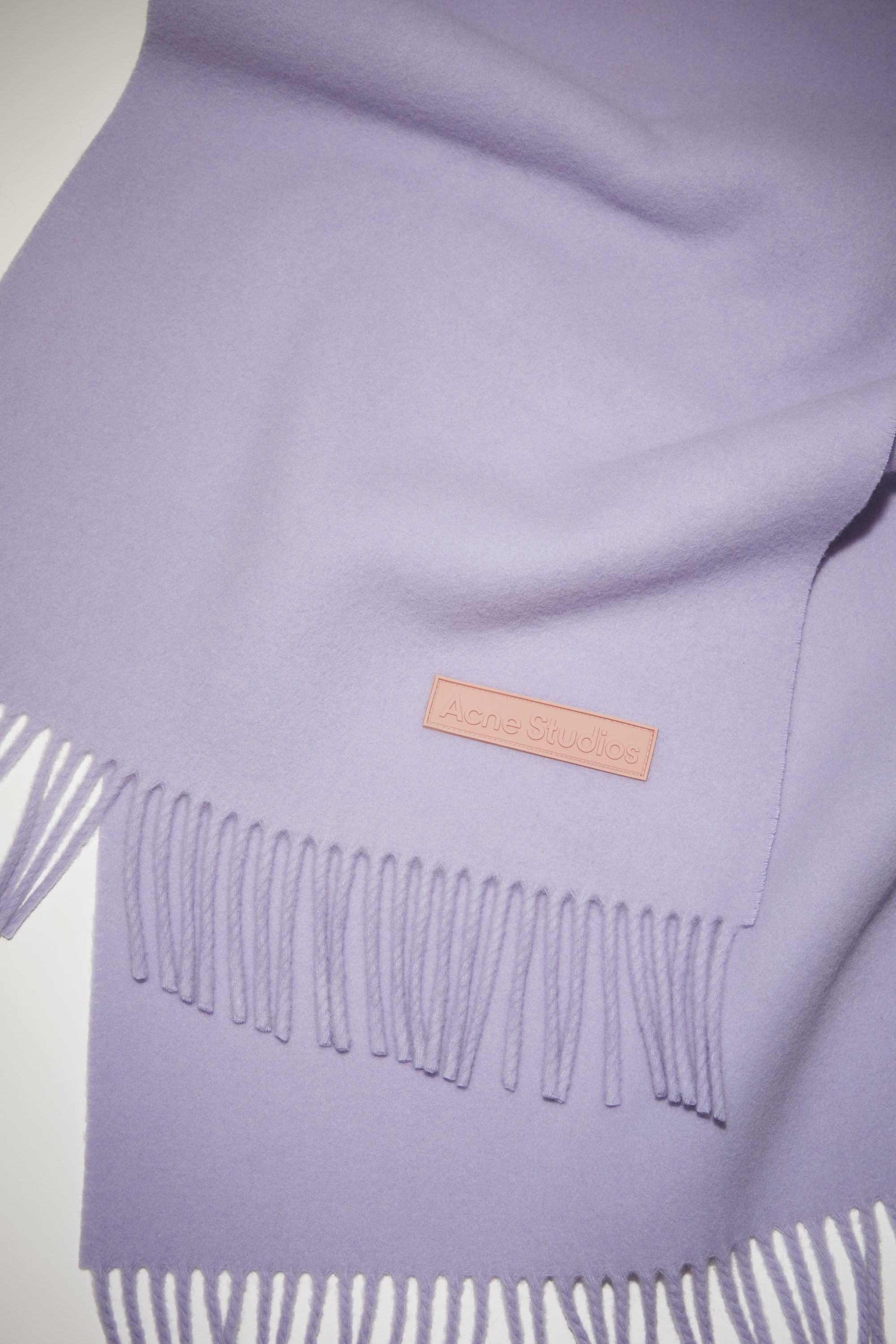 Rich wool fringe scarf - Narrow - Lilac purple - 4