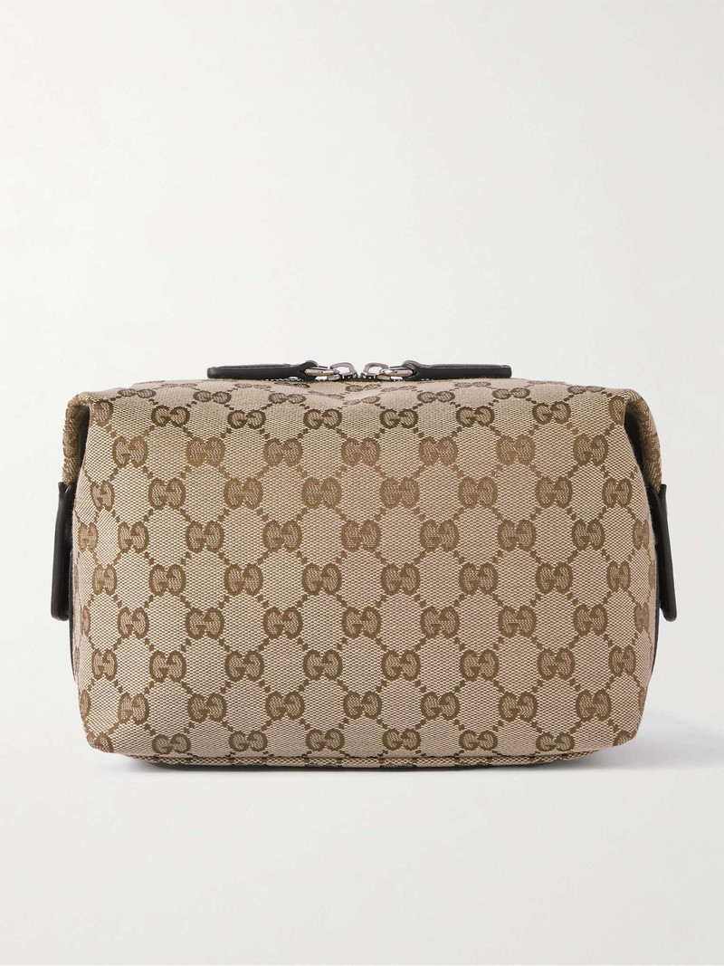 GUCCI Leather-Trimmed Logo-Jacquard Canvas Wash Bag outlook