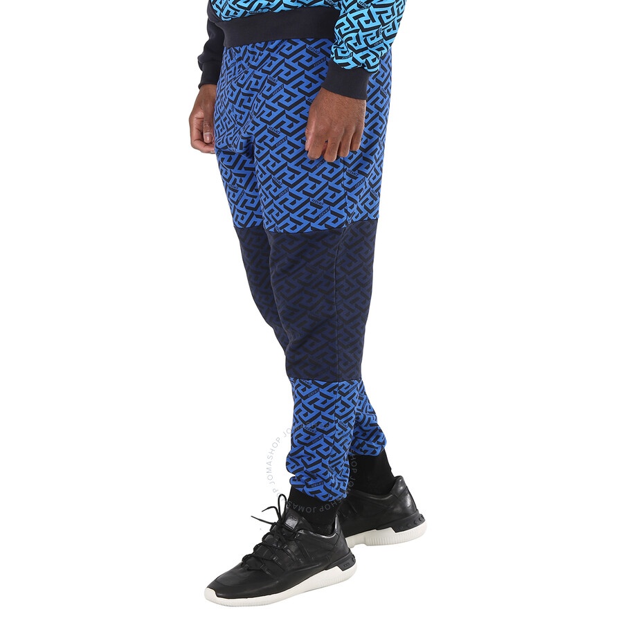 Versace Men's La Greca Logo Print Colour-block Track Pants - 5