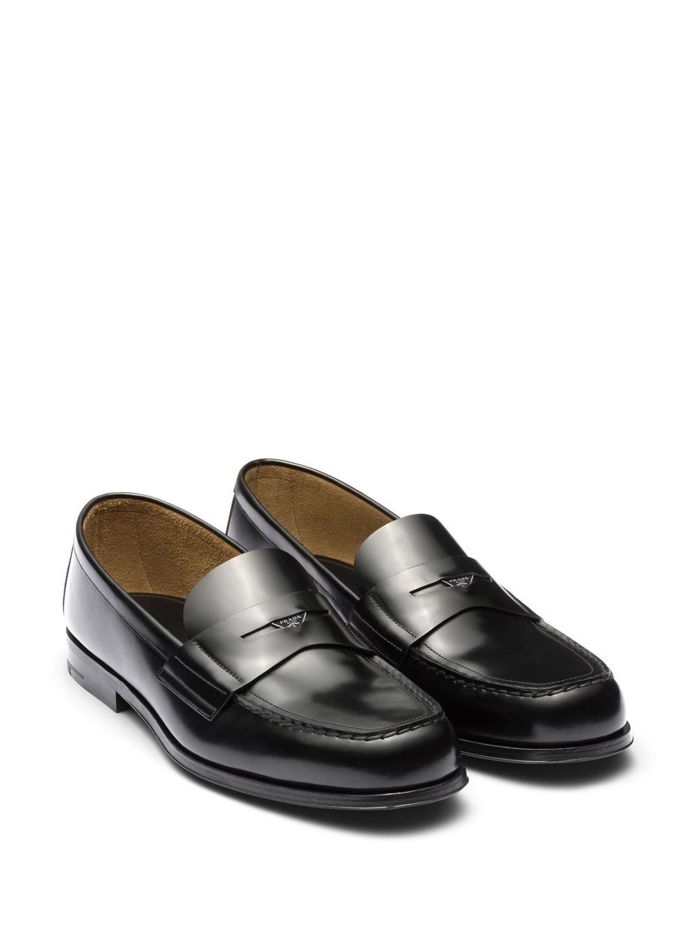 logo-plaque leather loafers - 2