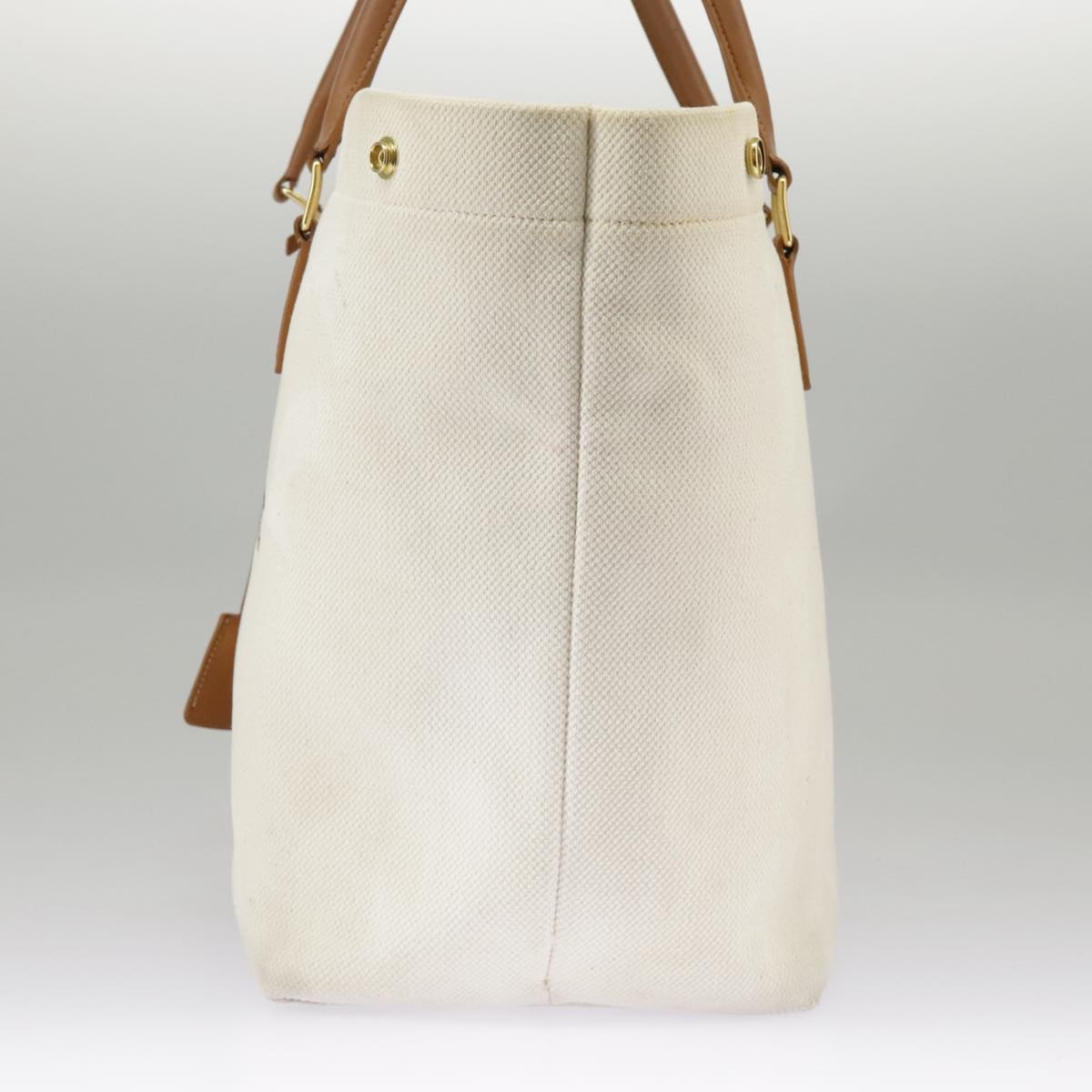 CELINE Horizontalkava Tote Bag Canvas White Gold - 3