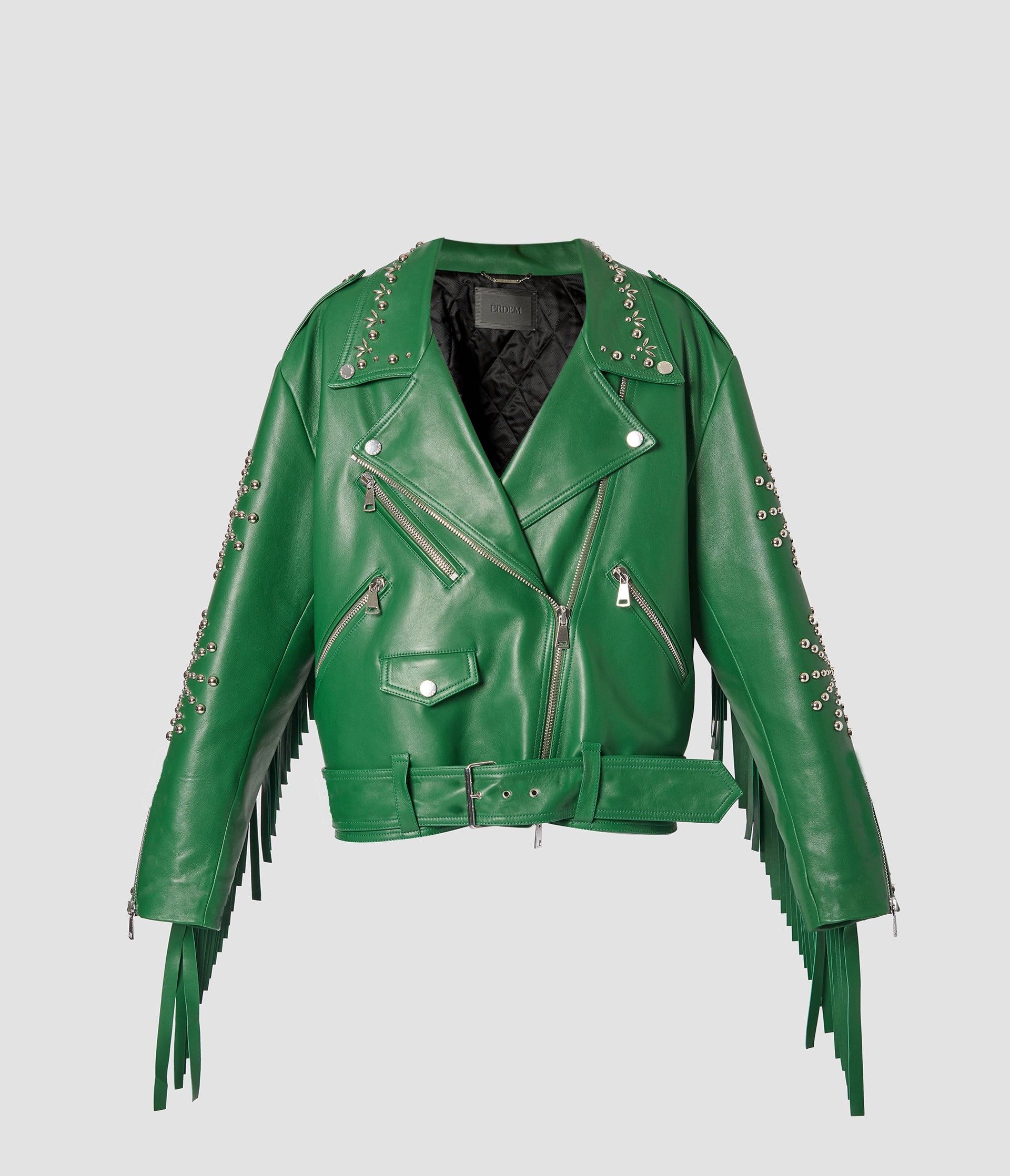 LEATHER OVERSIZED BIKER JACKET - 1