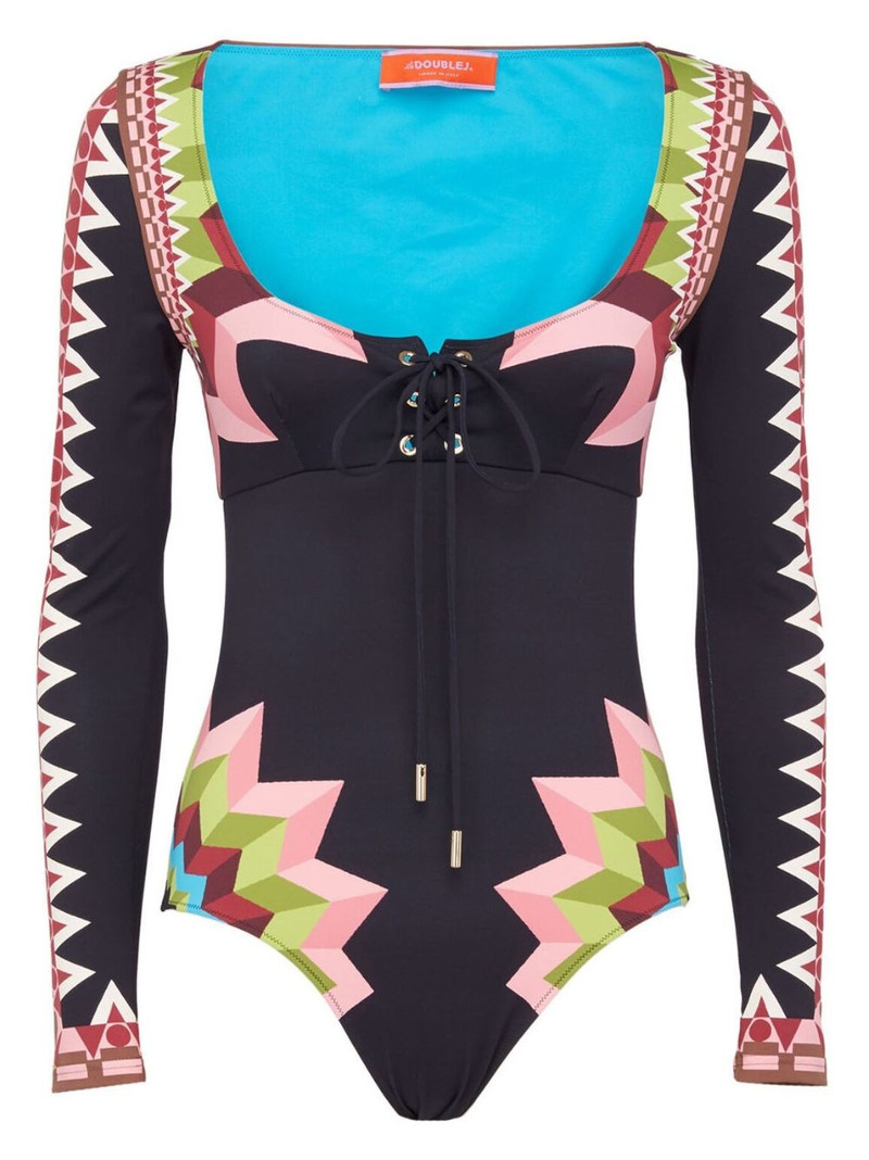 Sunset geometric-print one-piece 1