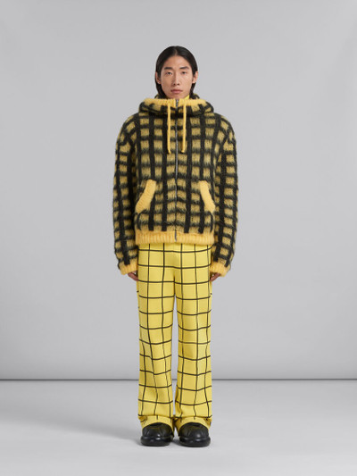 Marni YELLOW CHECKED MOHAIR HOODED CARDIGAN outlook