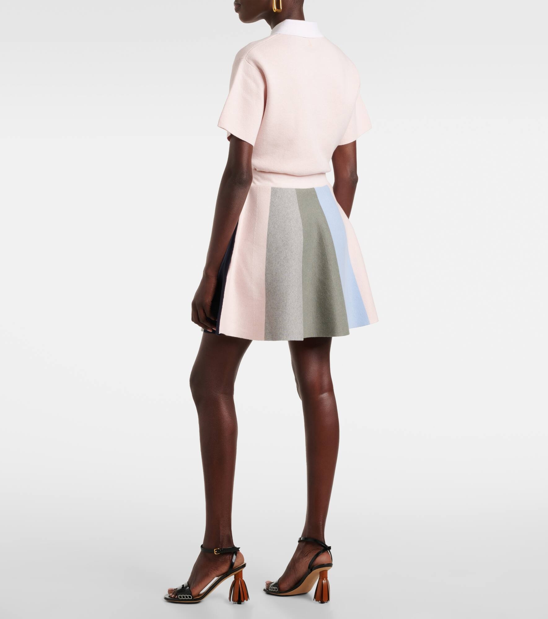 Colorblocked cotton and cashmere miniskirt - 3