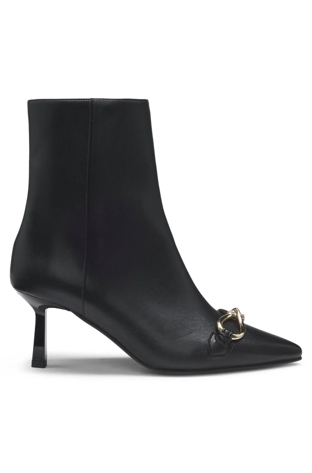 HARDWARE-TRIM ANKLE BOOTS IN FAUX LEATHER - 1
