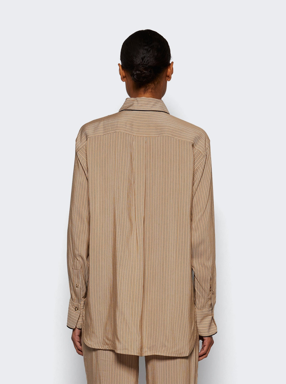 Piping Detail Pyjama Shirt Tobacco And Midnight - 5