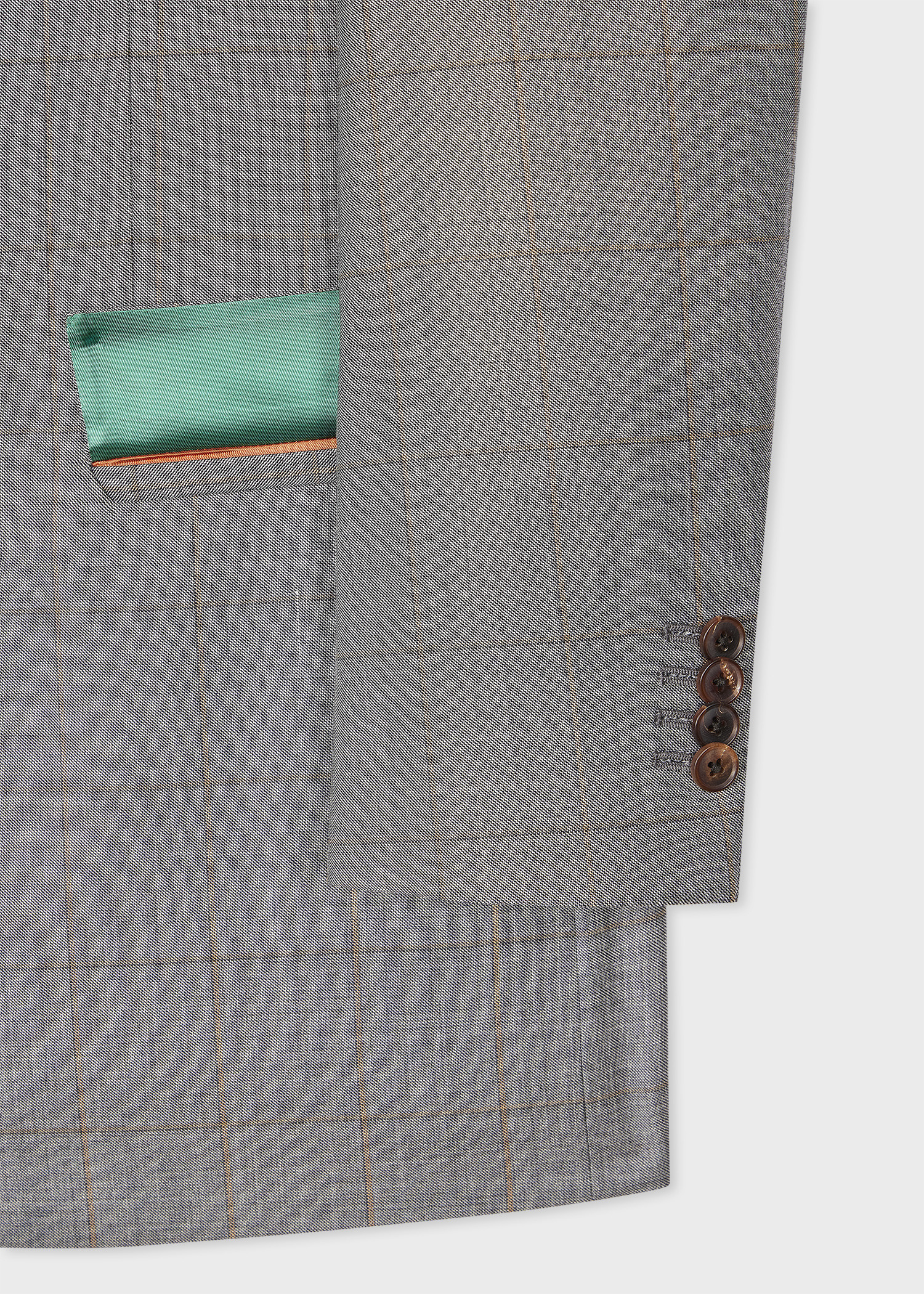 Grey Windowpane Check Wool Double-Breasted Suit - 3