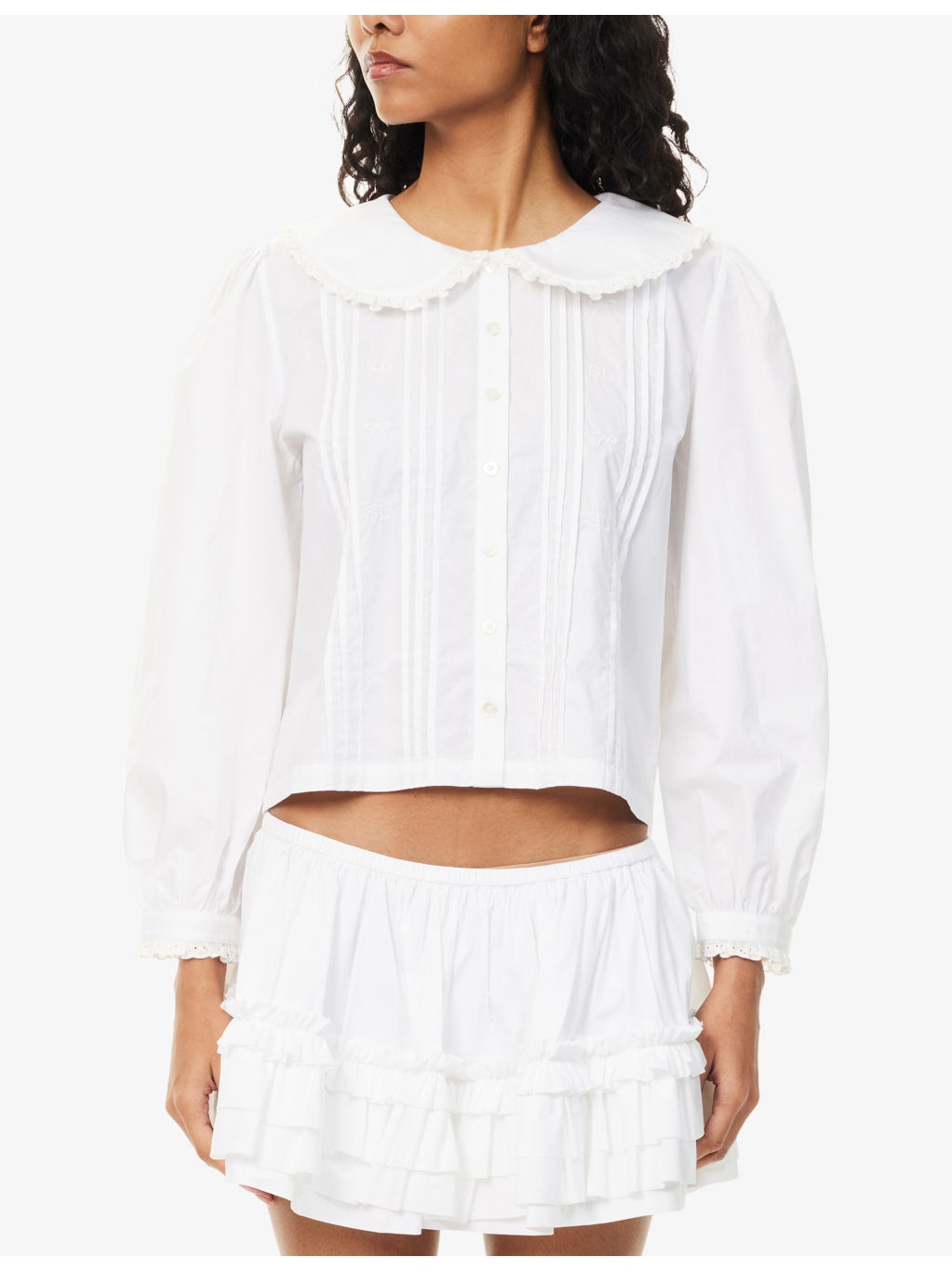 Crayon Broderie-Anglaise-Trim Cotton Shirt - 3