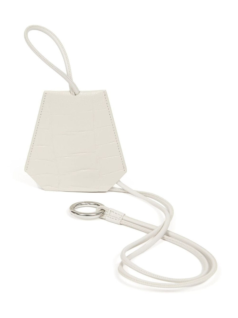 Maison Margiela logo-stamp grained leather key ring outlook