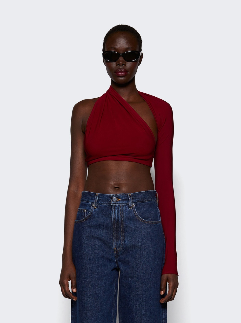 Slash Crepe Jersey Top Grenat - 3