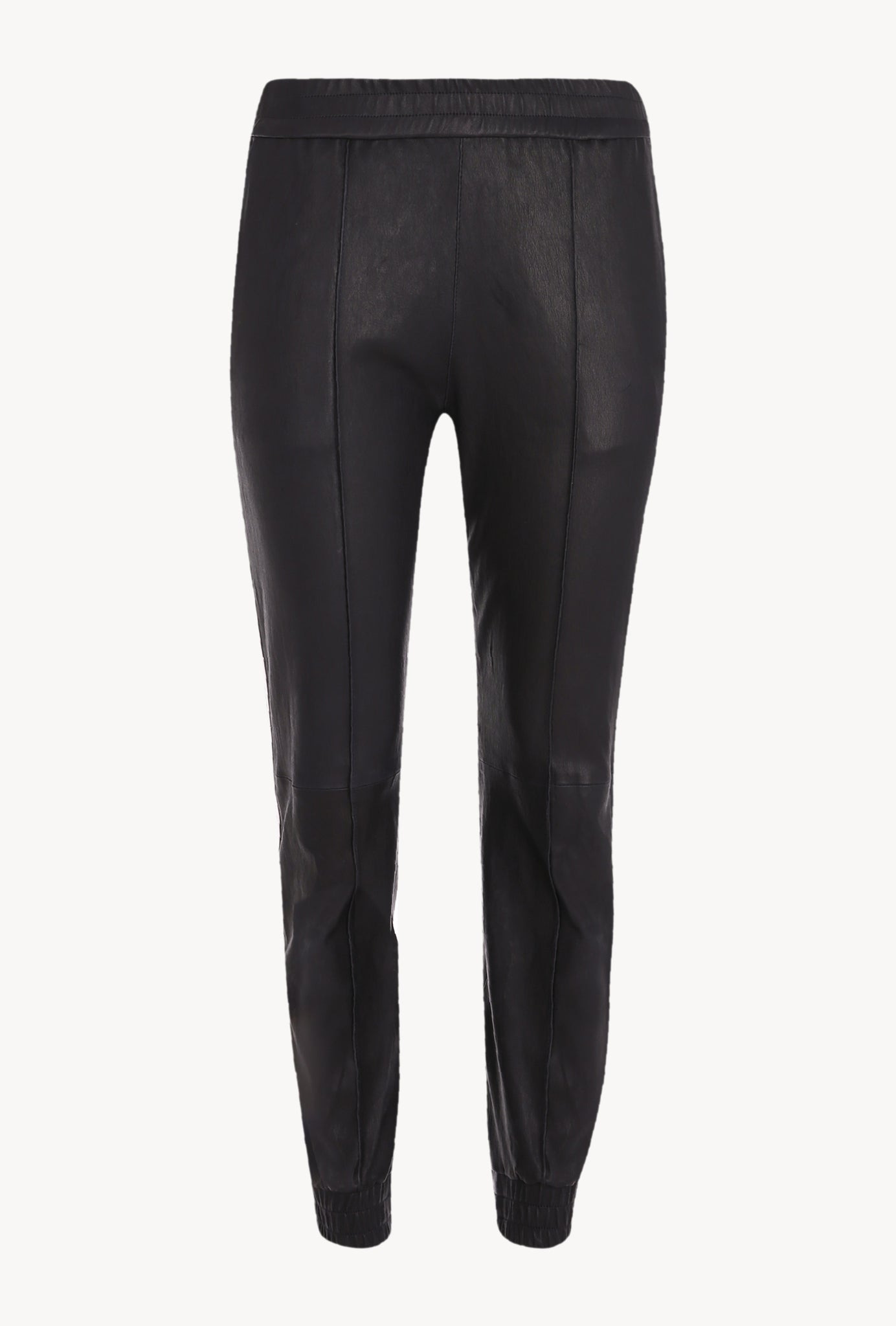 NAVY LEATHER JOGGERS - 5