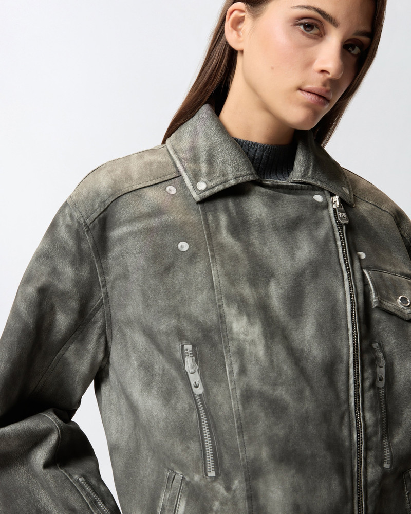 JACKET WITH LEATHER-EFFECT TROMPE-L'ŒIL PRINT 6