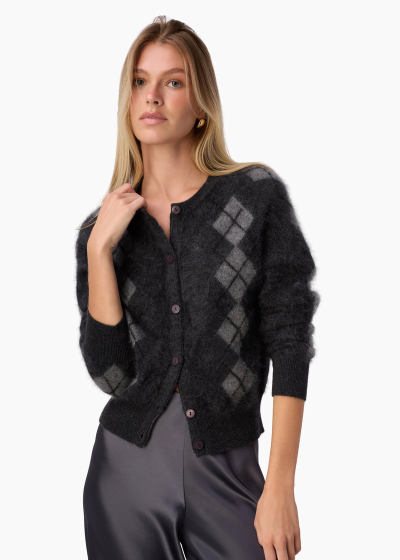 DORIAN CASHMERE CARDIGAN GRAY ARGYLE 1