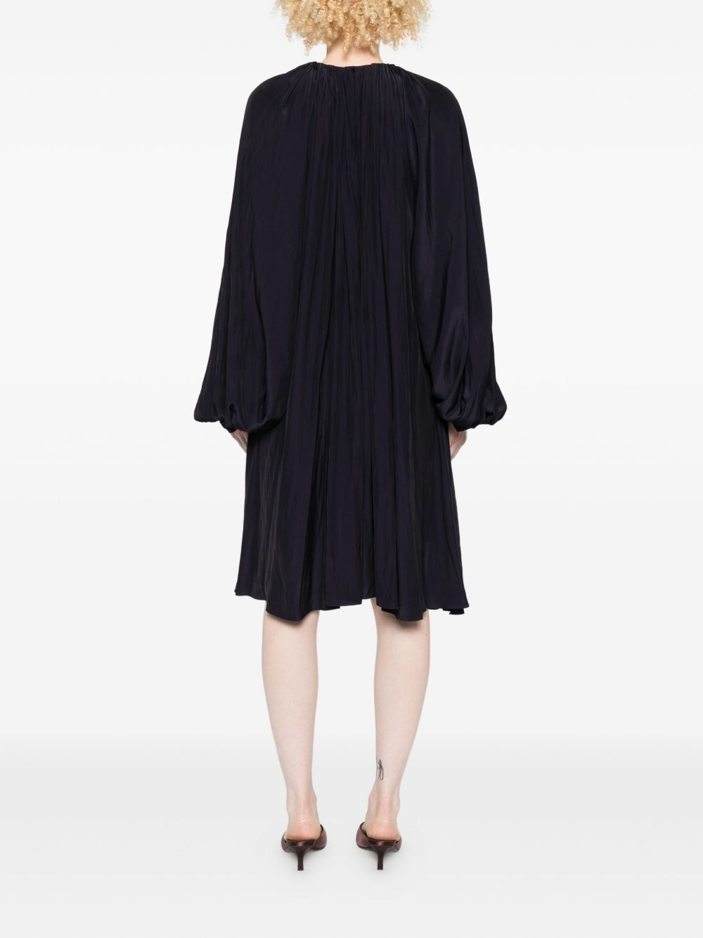 pleated button-front mini dress - 4