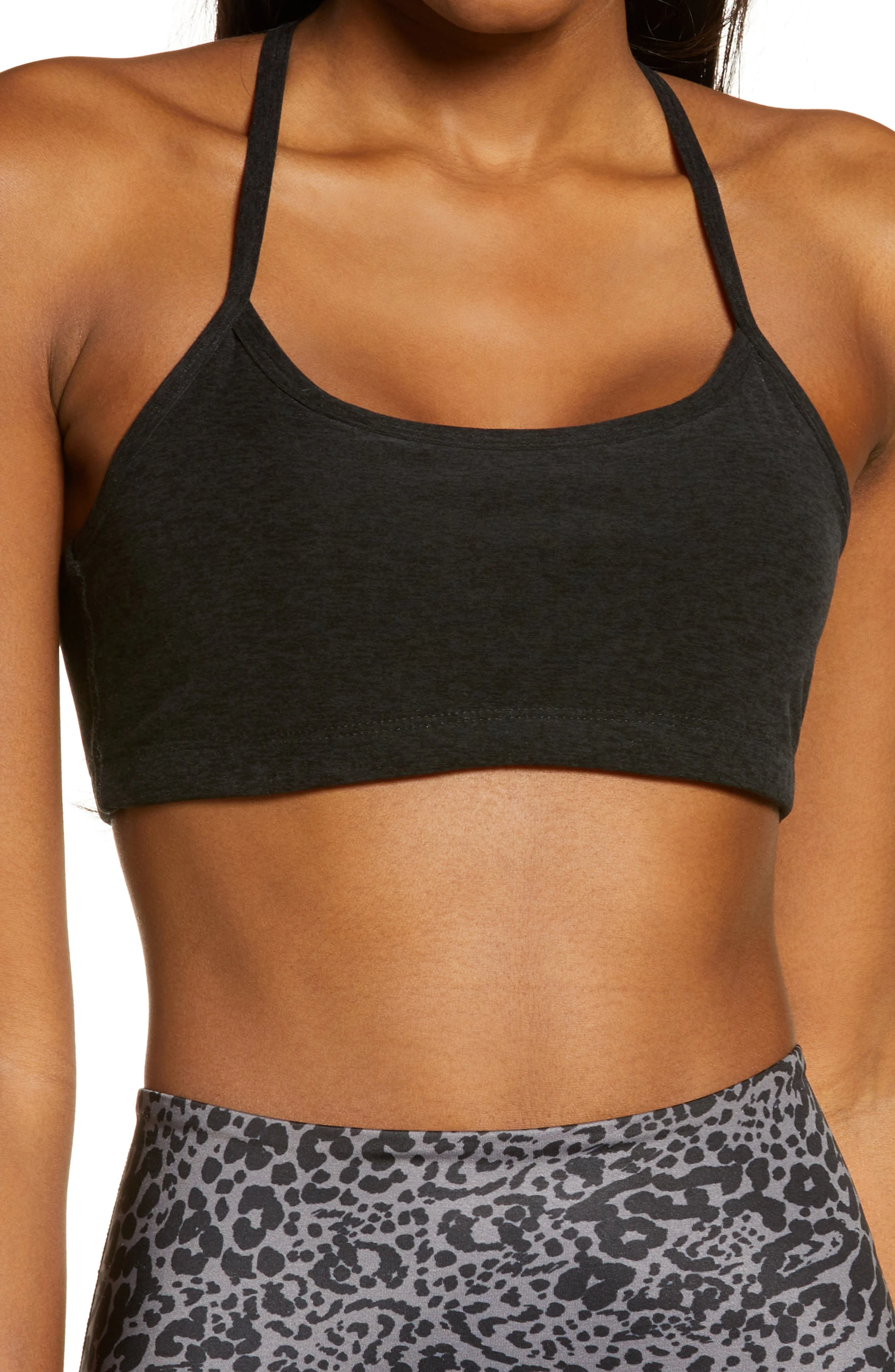 Beyond Yoga Space Dye Slim Racerback Sports Bra in Darkest Night at Nordstrom - 1