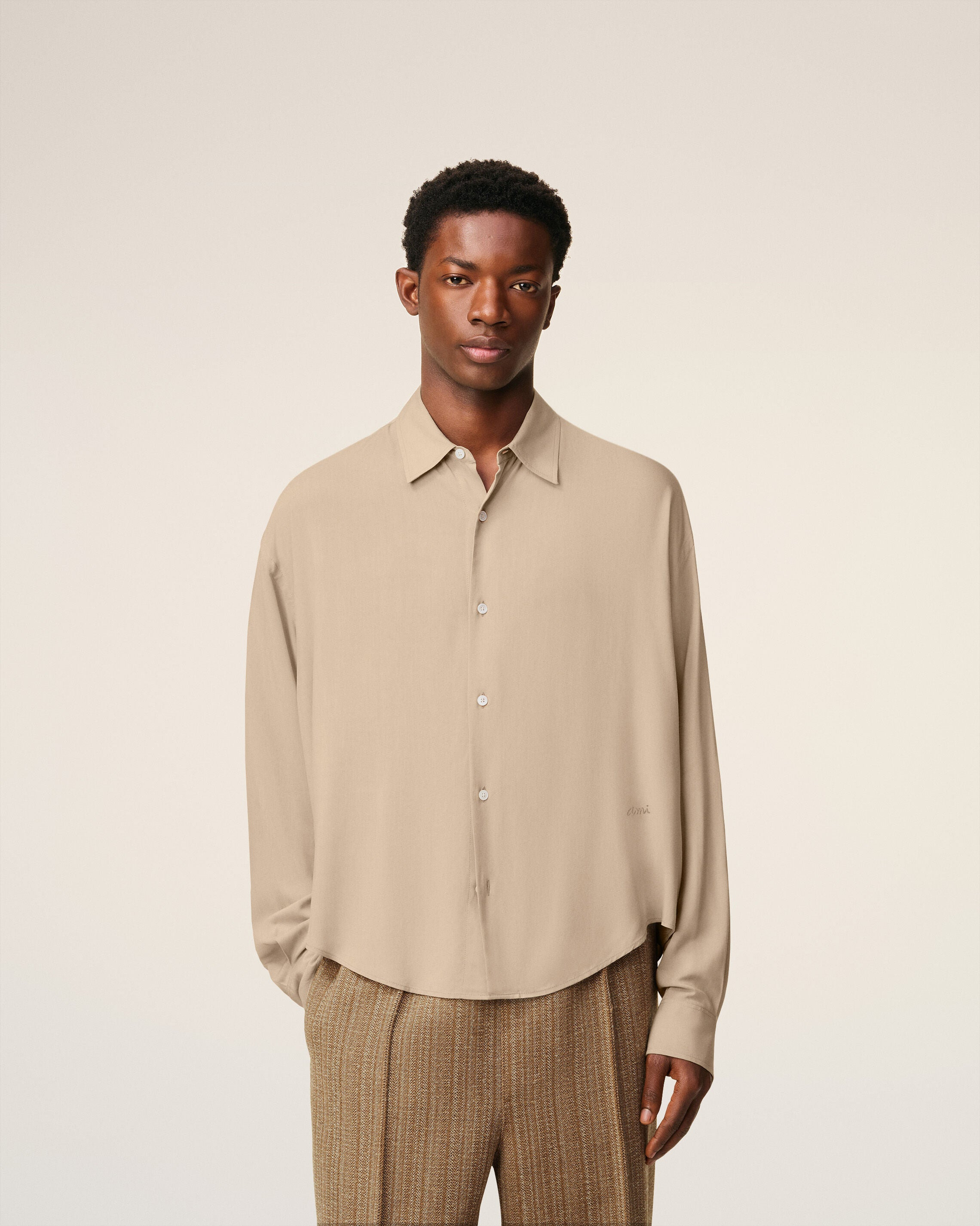 BEIGE AMI BOXY SHIRT - 3