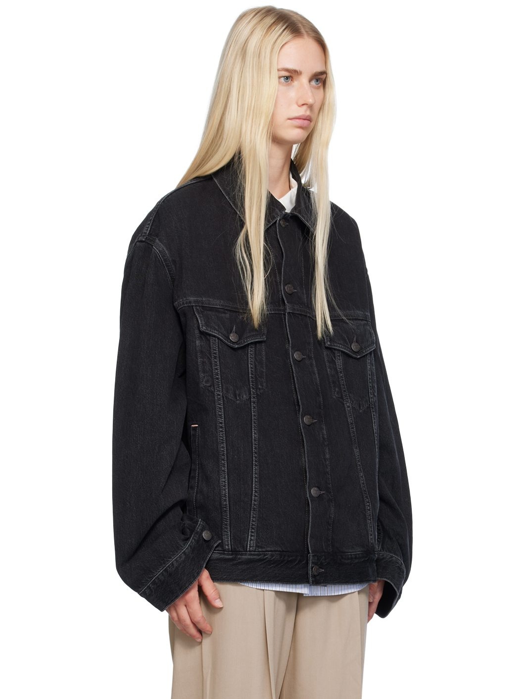 Black Oversized Denim Jacket - 2