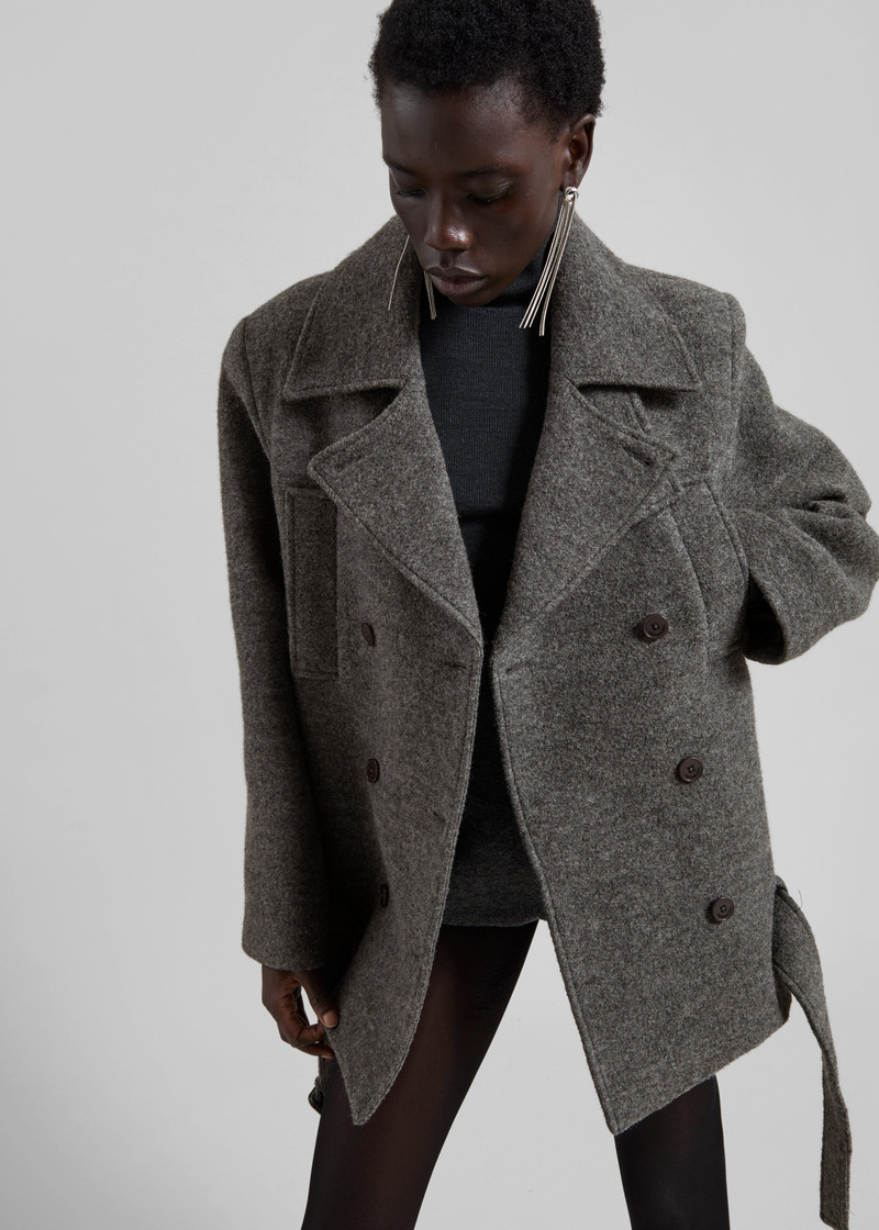 Scothern Brushed Wool Peacoat - Grey Melange 8