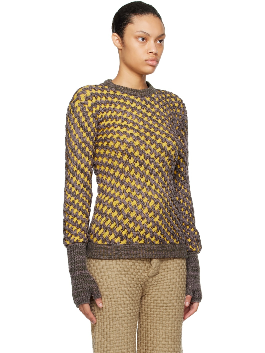 SSENSE Exclusive Yellow & Taupe Cereal Sweater - 2
