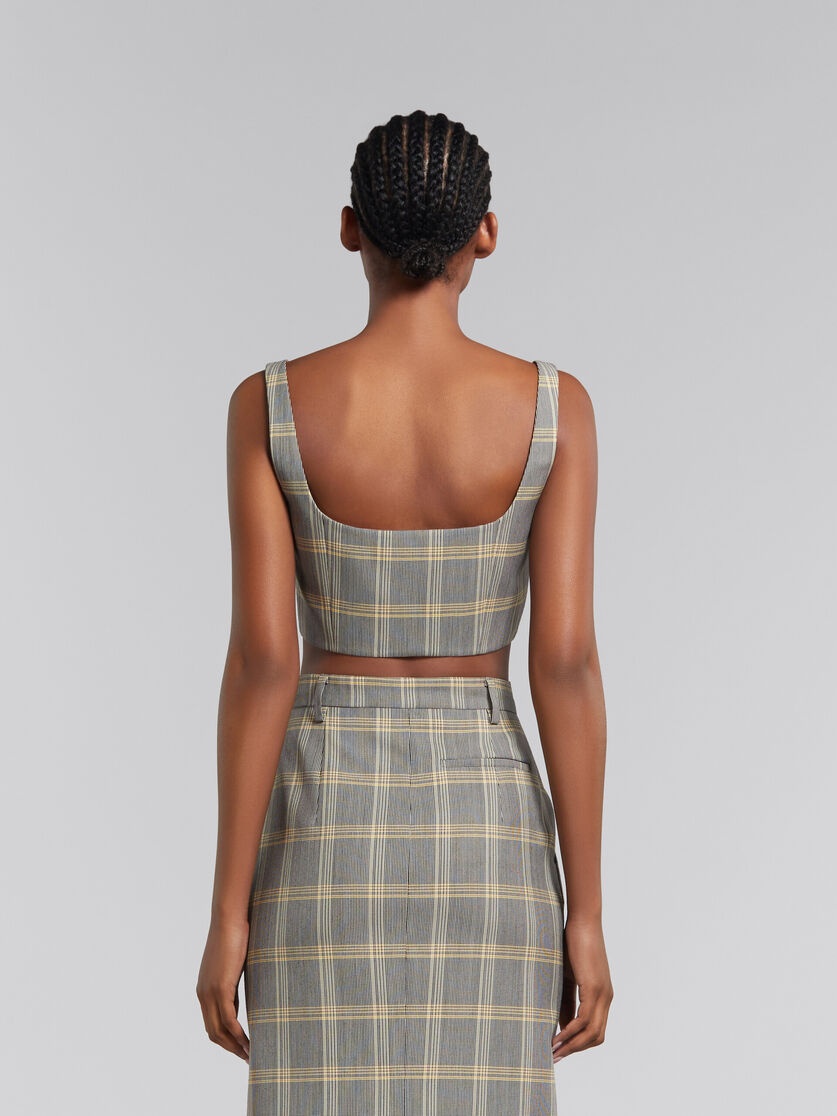 YELLOW CHECKED TECH WOOL CROP TOP - 3