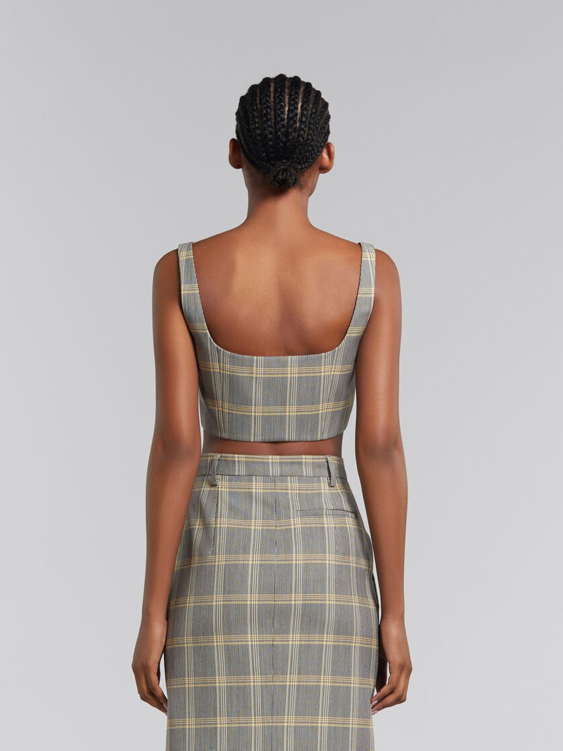 YELLOW CHECKED TECH WOOL CROP TOP 3