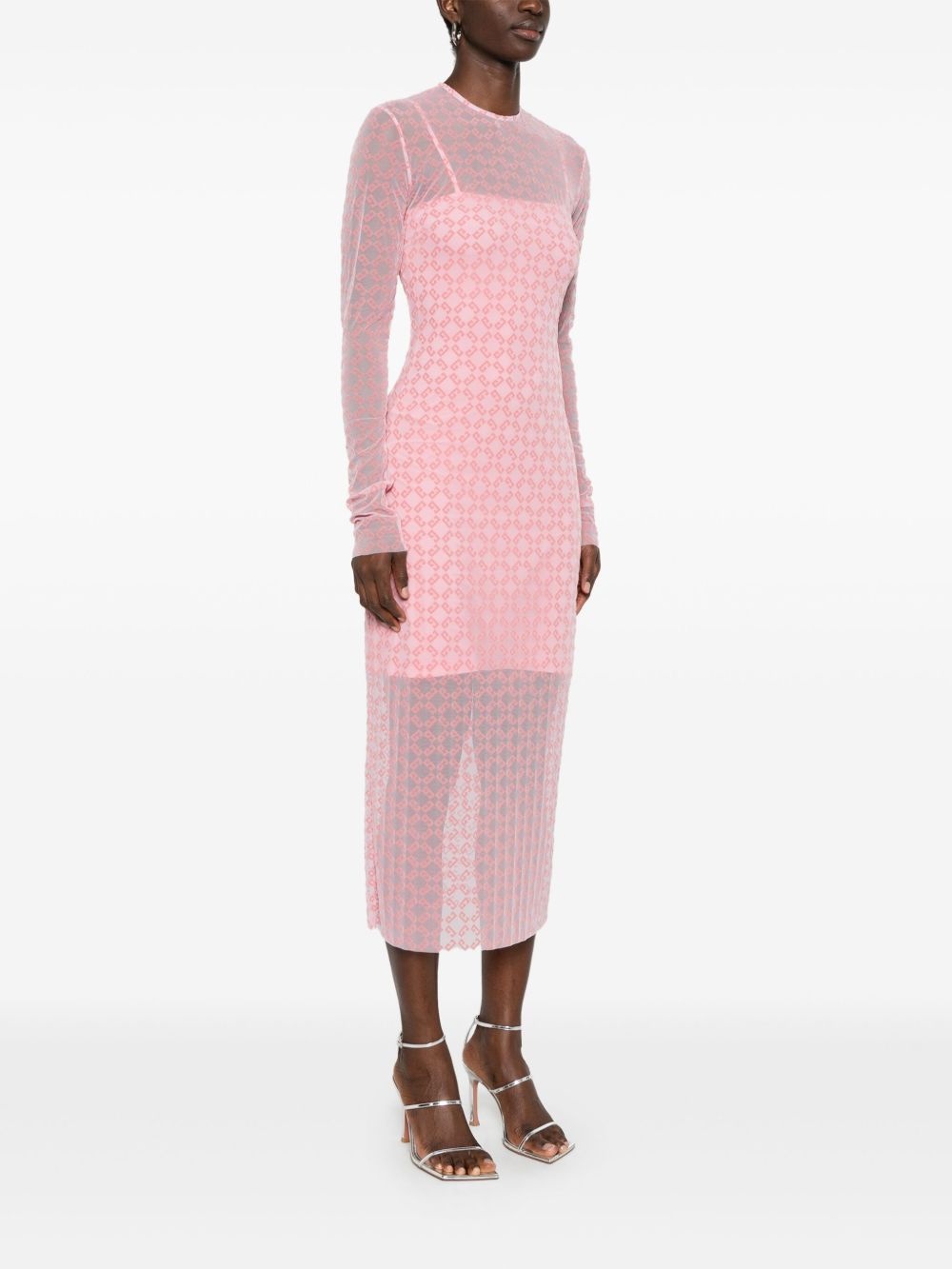 flocked-logo midi dress - 3