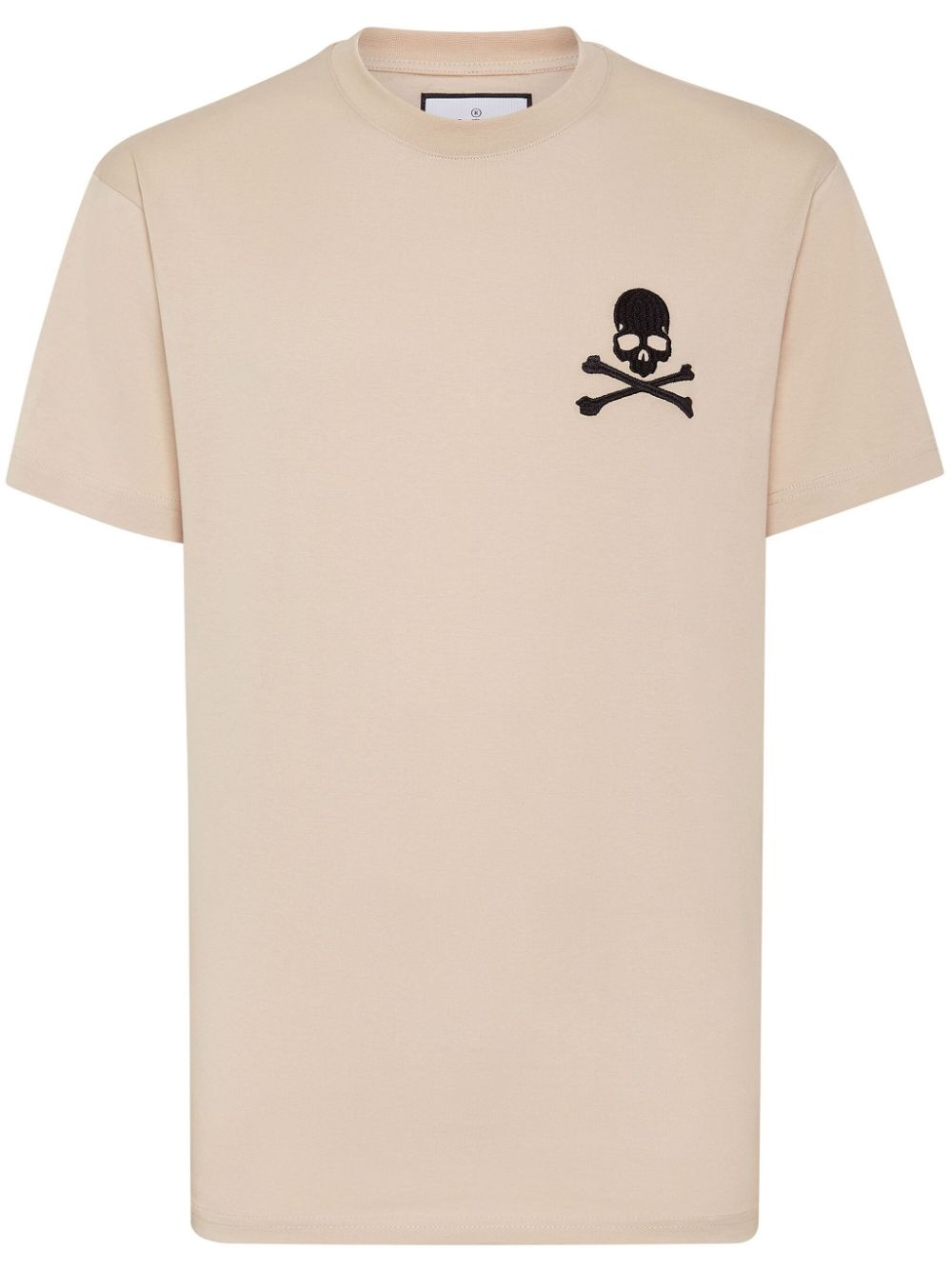 skull-embroidery cotton T-shirt - 1