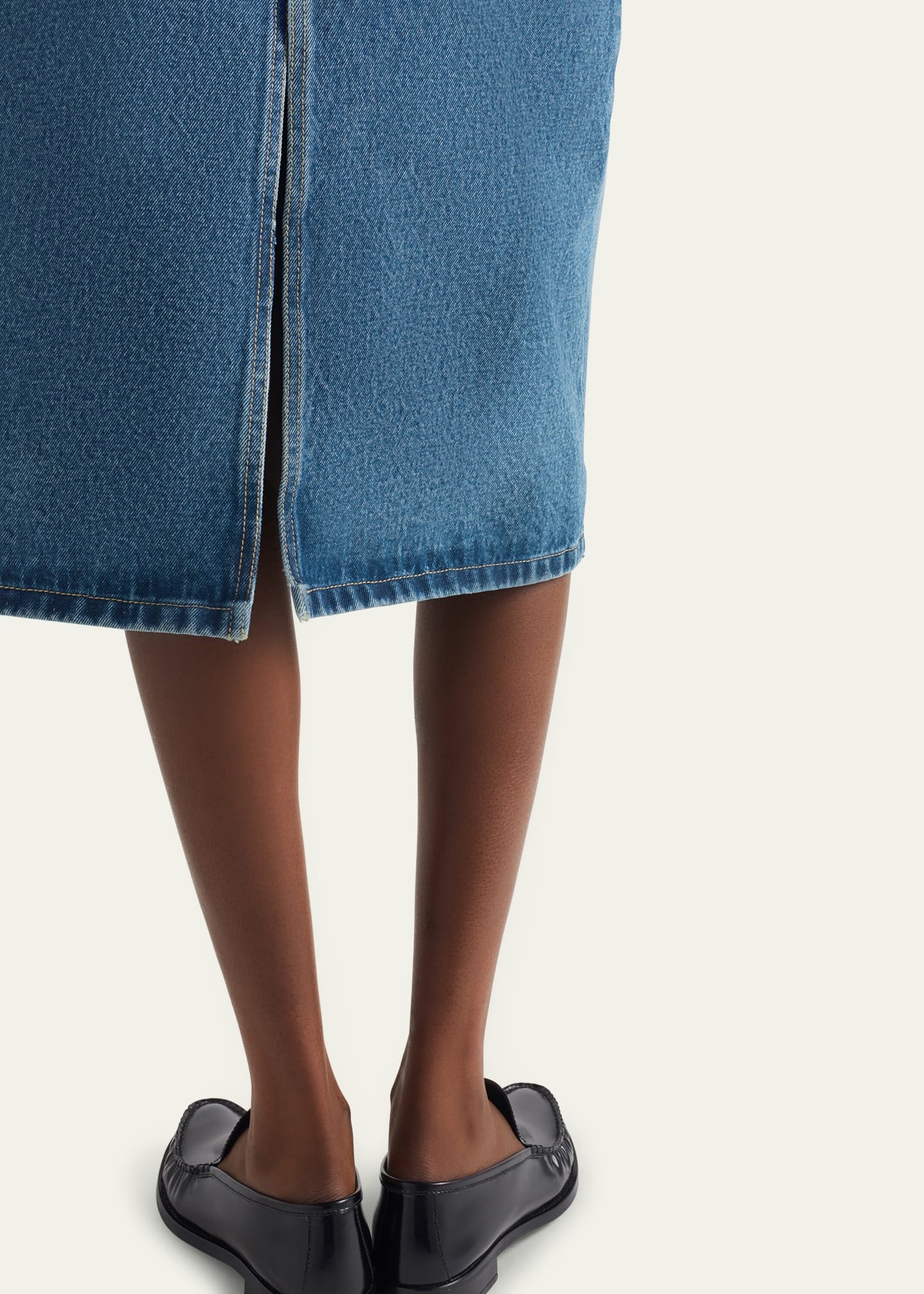 Faded Denim Midi Skirt - 5