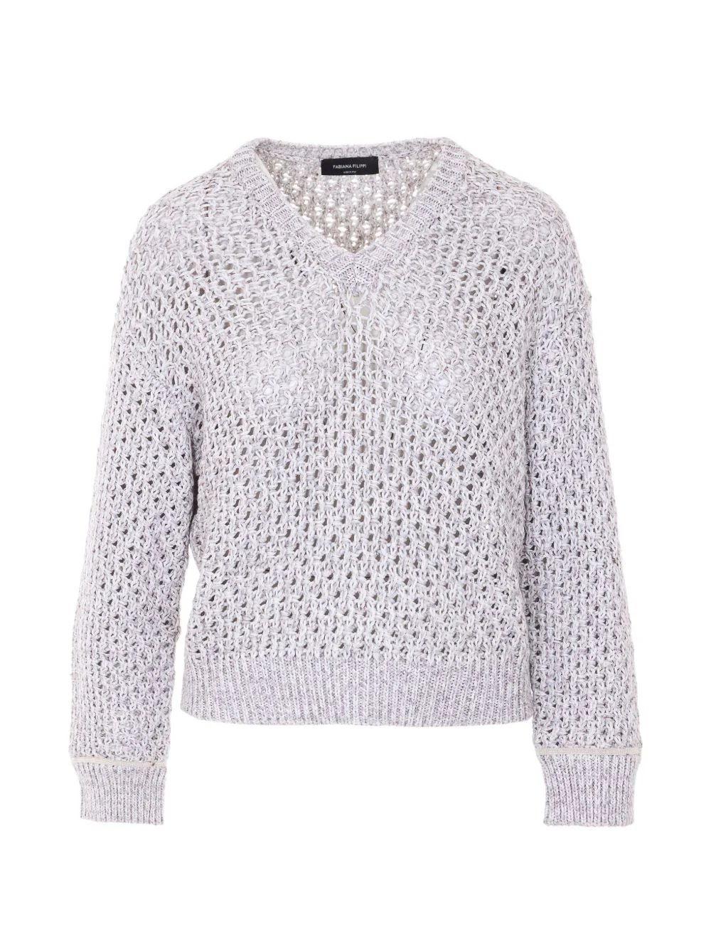 V-neck long-sleeve sweater - 1