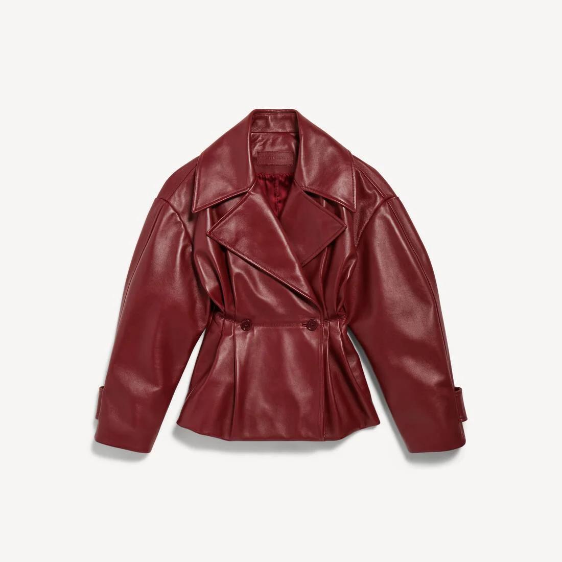 Women's Folded Short Trench in Burgundy - 1